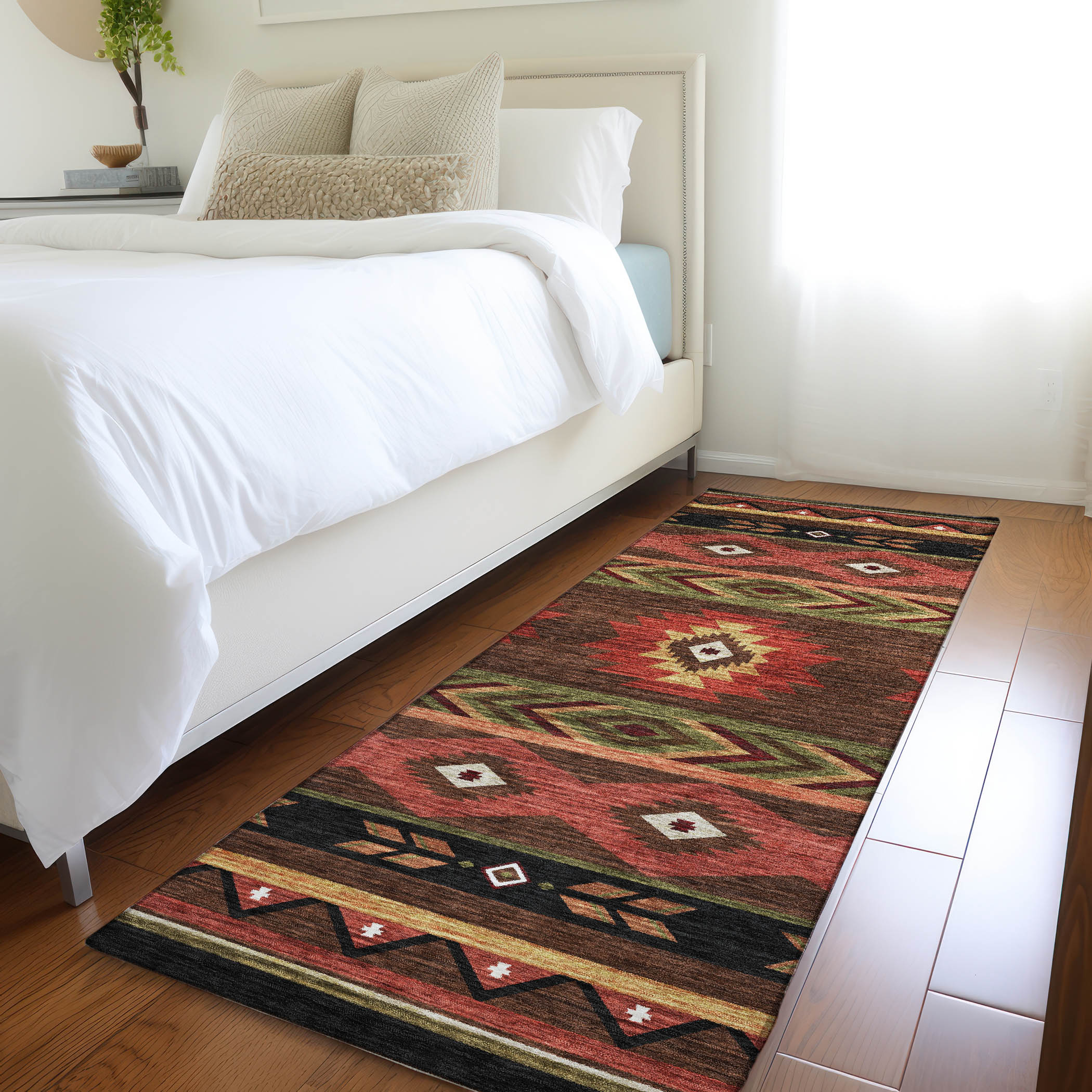 Addison Rugs AMF178BR2X8 Mayfield AMF178BR 2 x 7 (ft) Loomed Polyester Brown Rectangular Indoor Geometric Machine washable Area rug
