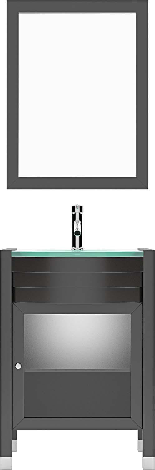 Virtu USA MS-545-G-ES Ava 24-in Espresso Single Sink Bathroom Vanity with Aqua Tempered Glass Top (Mirror Included)