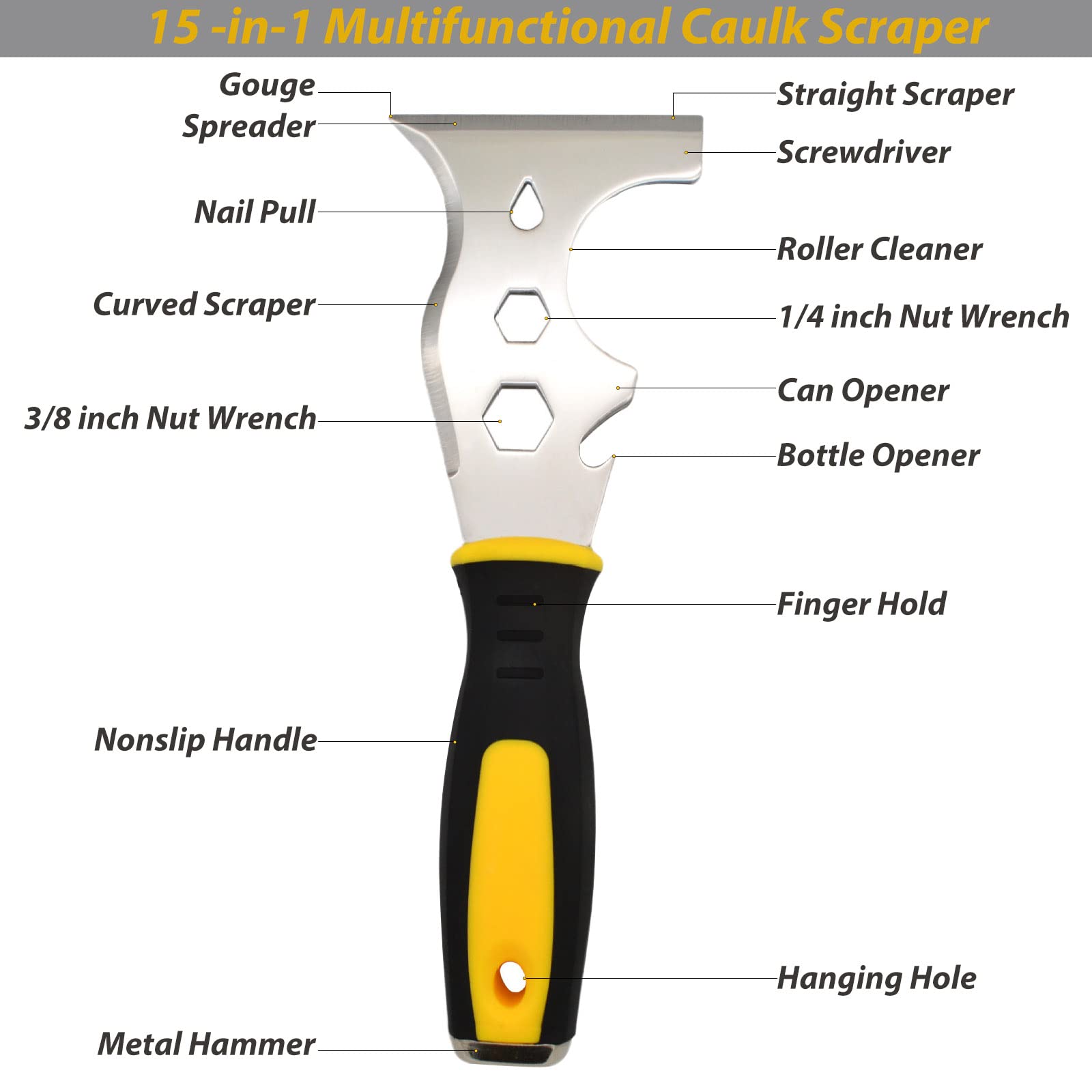 Phyfalip Painters Tool Grout Caulk Removal Tool Paint Scraper with ...