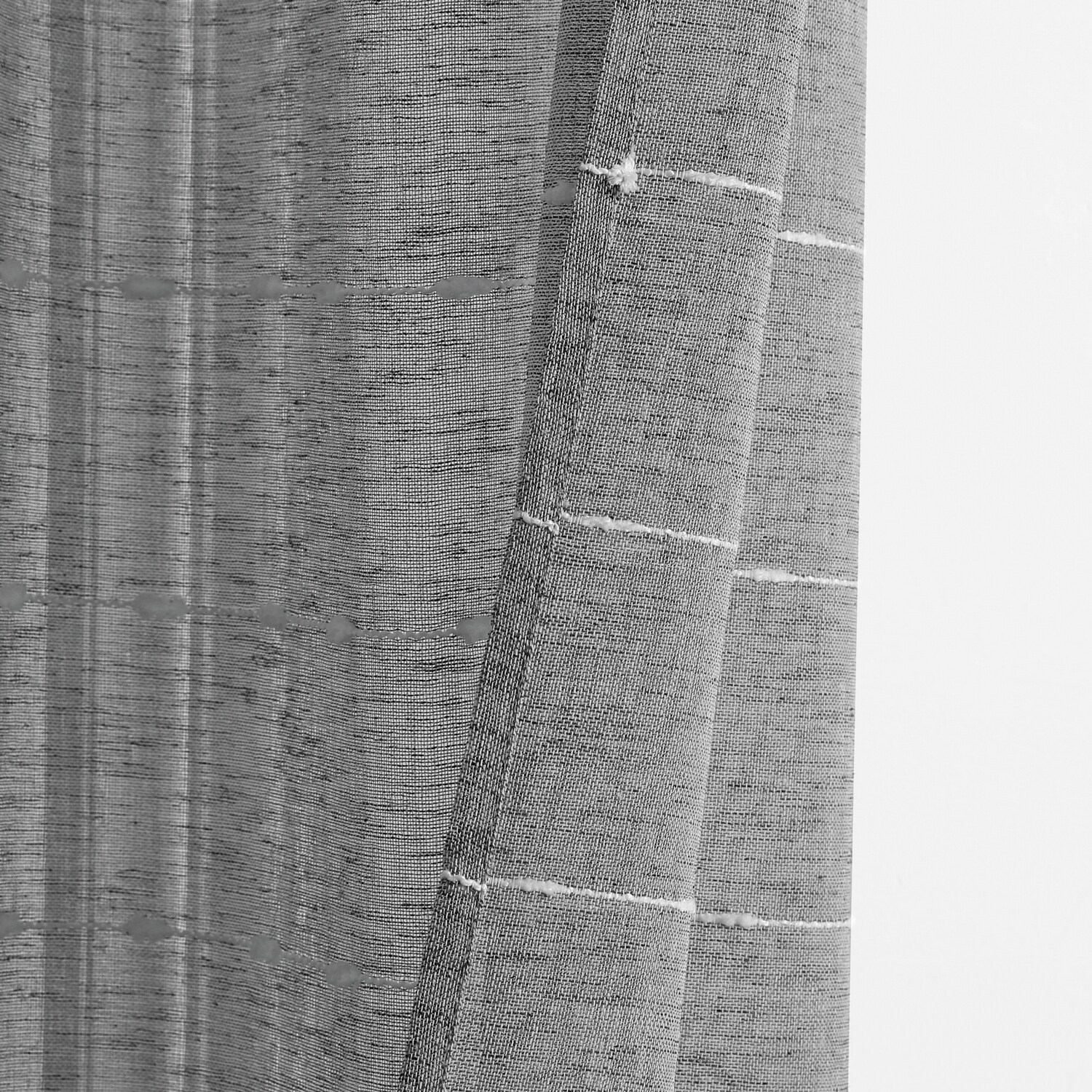 Dark Gray Sheer Polyester Grommet Window Curtain Panels, 38"W x 84"L