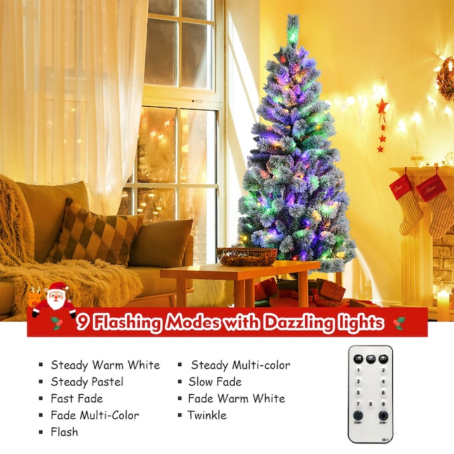 WELLFOR Remote Control Tree 6-ft Pre-lit Flocked Artificial Christmas ...