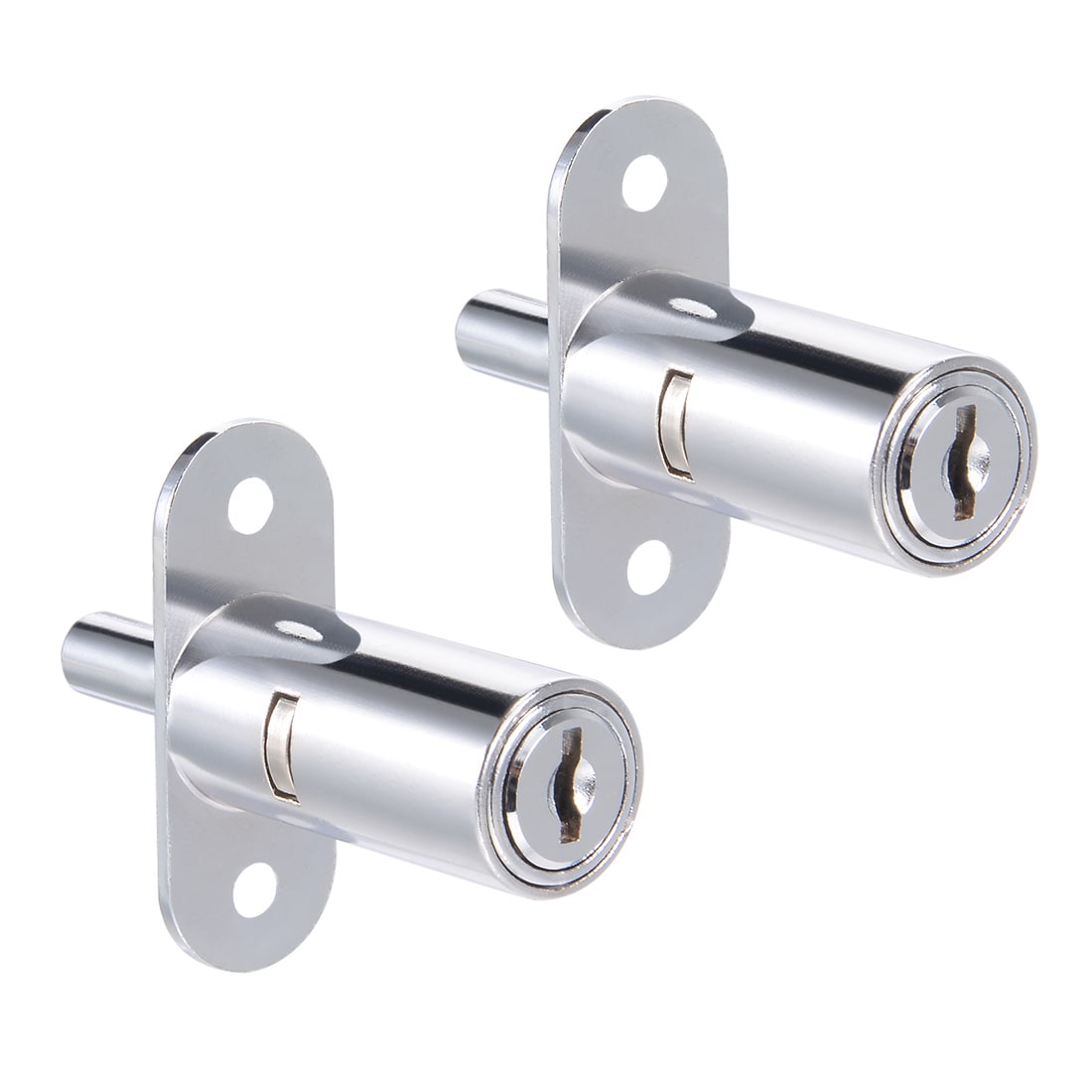 Unique Bargains Drawer Desk Wardrobe Cabinet Push Plunger Lock 3/4Inch Cylinder Diameter 1-1/2Inch Cylinder Length Zinc Alloy Chrome Finish Keyed Alike 2pcs #S25092400UX4682