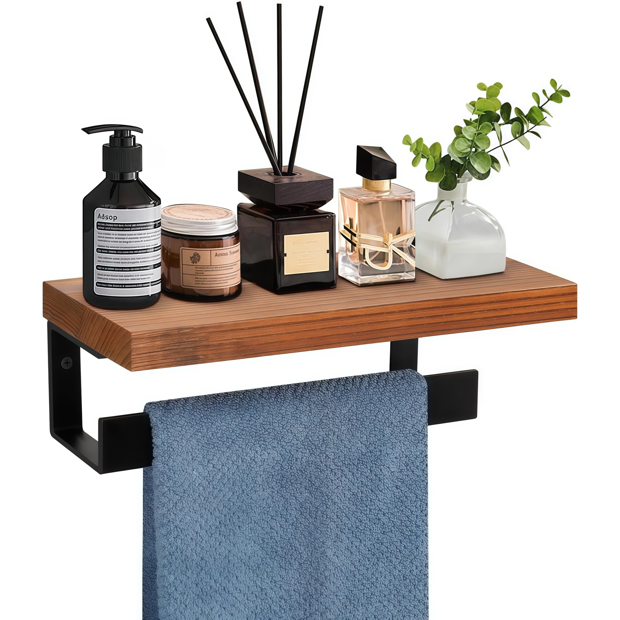 Numhew - 9.25in L 4.73in W 3.35in H 1-Shelf Matte Black Hand Towel Holder