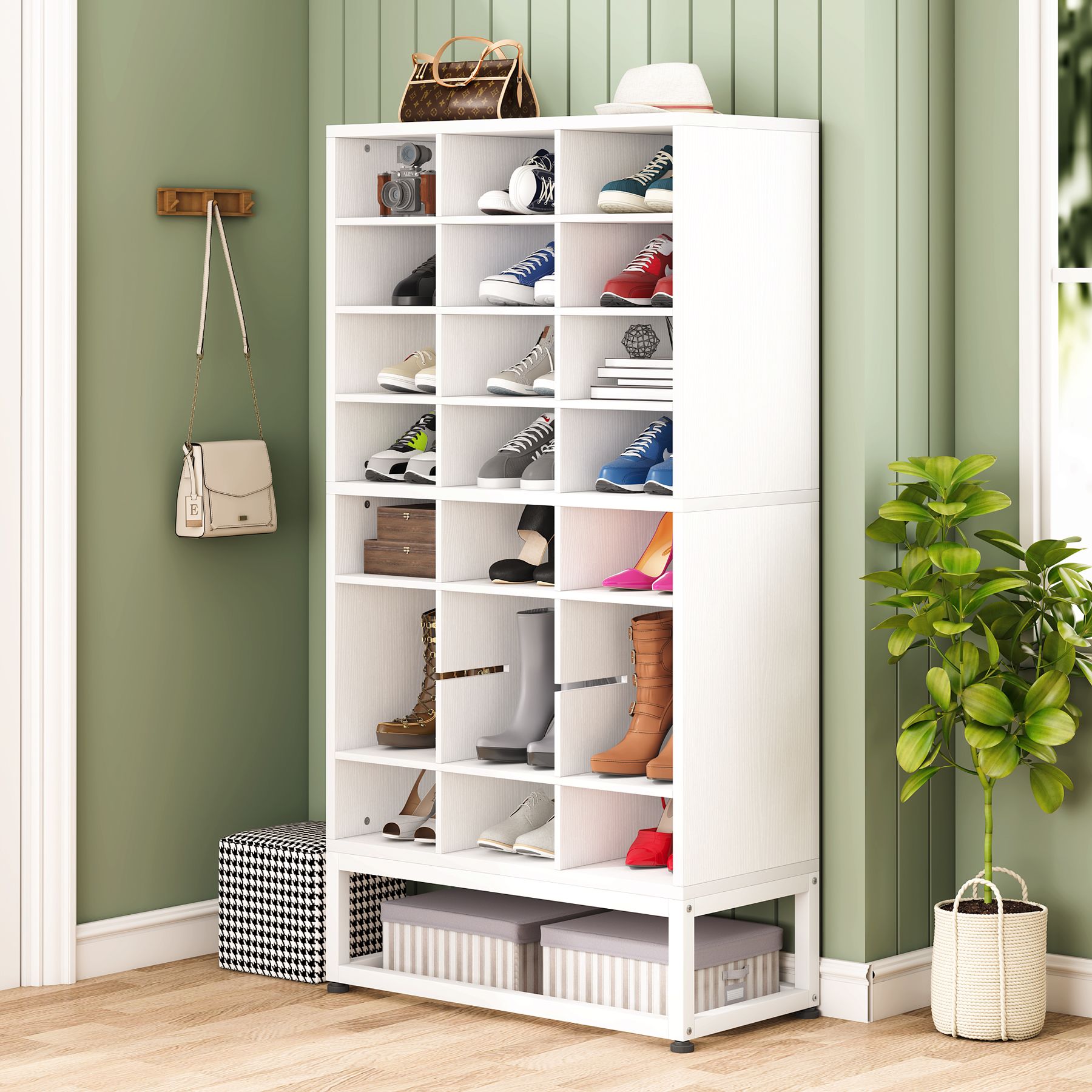  Tribesigns Shoe Rack Organizer, 32-40 Pairs Storage Shelf, 9  Tiers Stand, for Closet, Boot Organizer with 2 Hooks, Stackable Tower :  Home & Kitchen