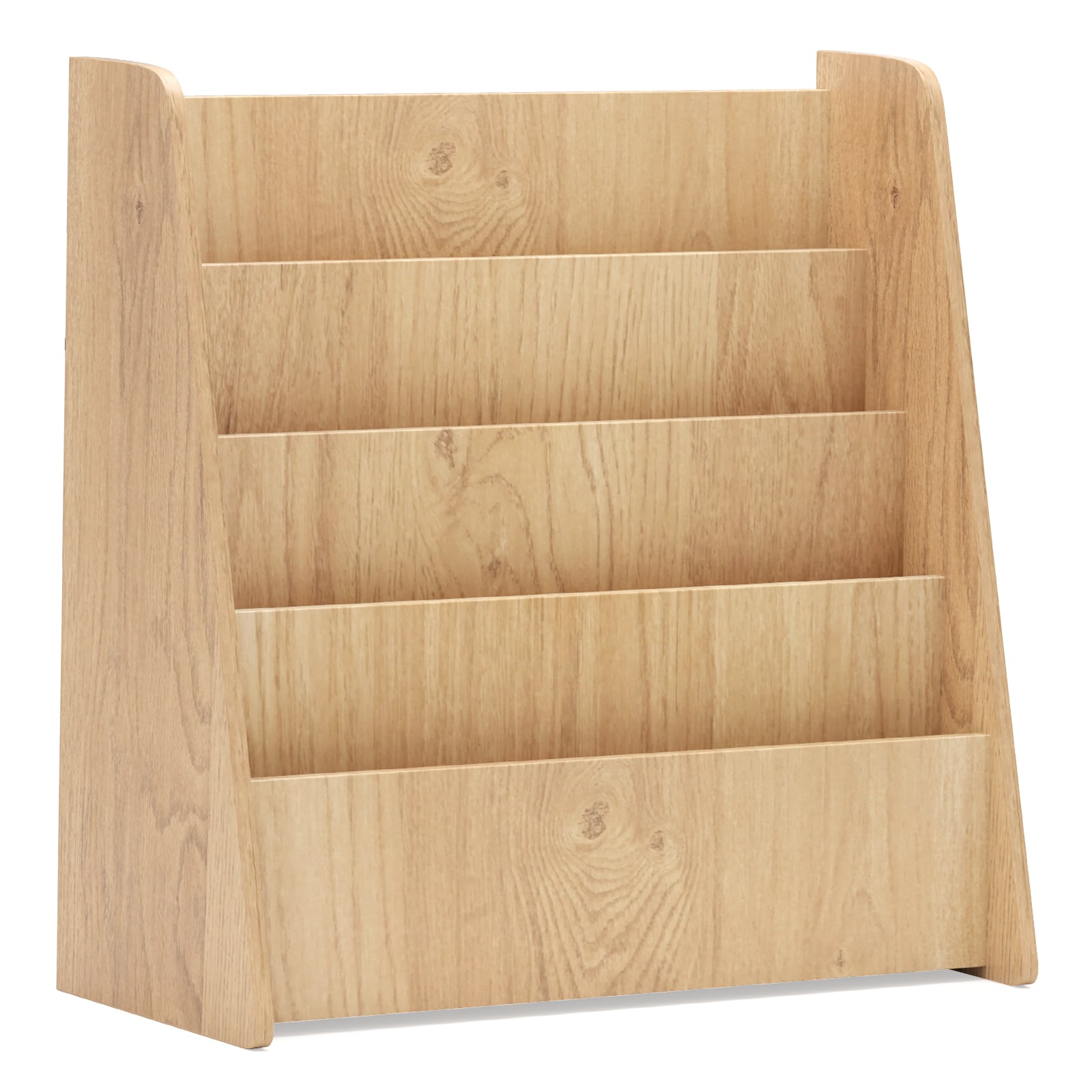 Slickblue D-CO-AN28701BC Natural/ White 4-Compartment Kids Bookshelf with Open Front Design (10.5W x 23H x 22.5D) for Storybooks Magazines or Comics