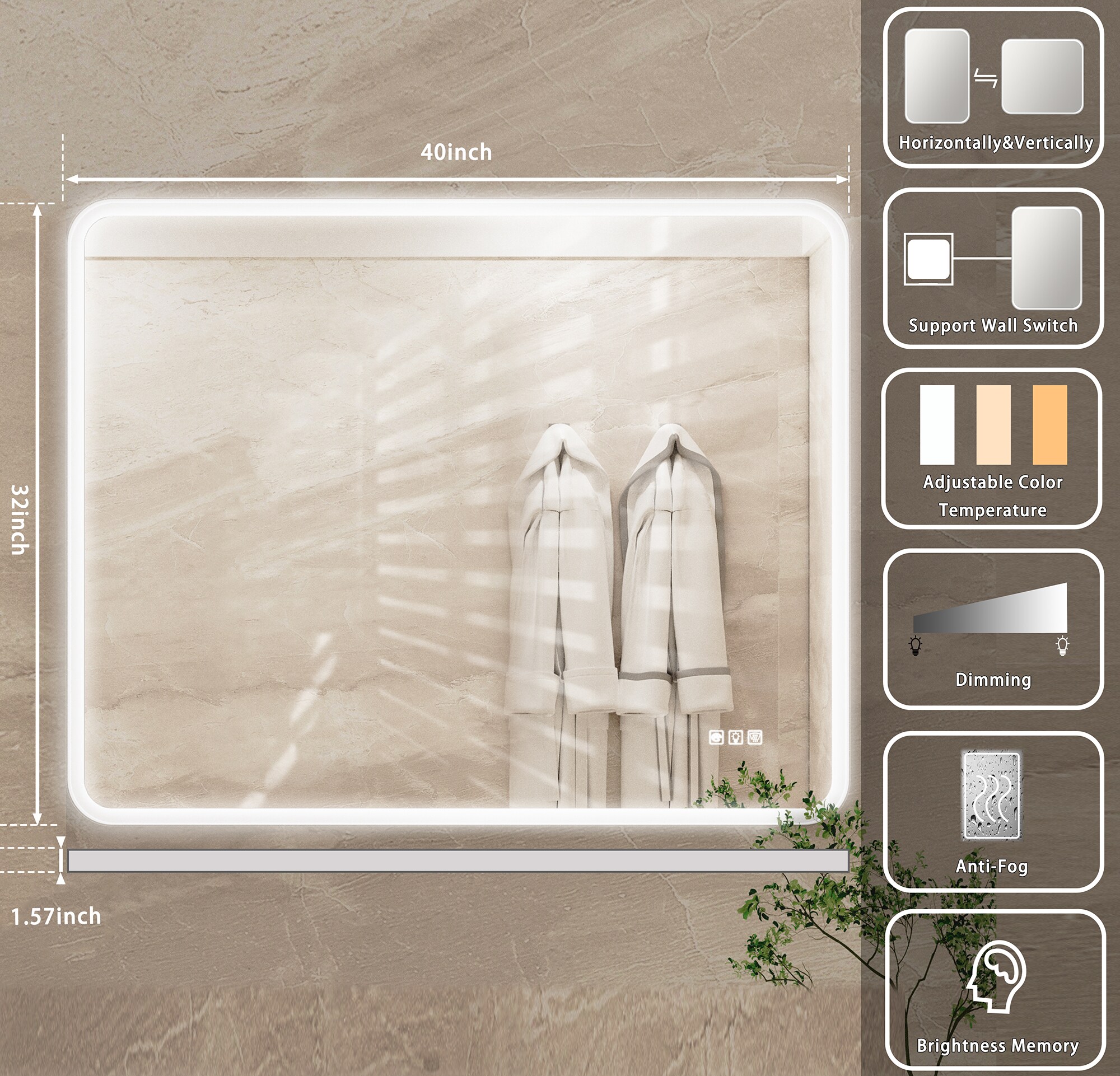 ExBrite X4BM4032 Framed-Bath-Mirrors - View #2