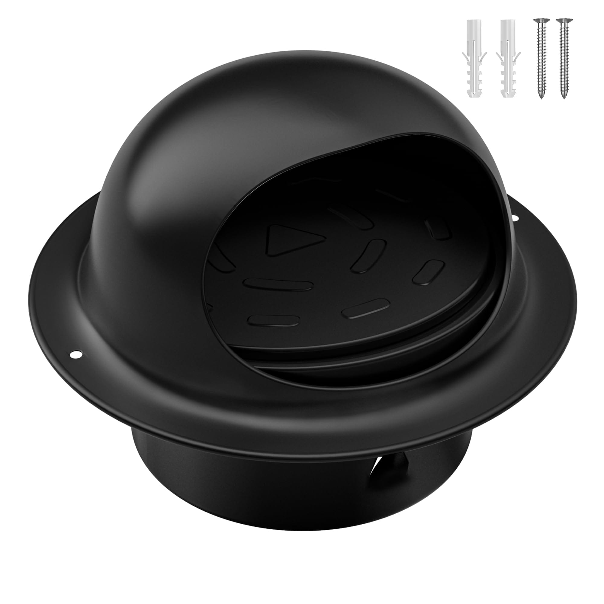 Angel Sar 4 Inch Black Stainless Steel Dryer Vent Cover Round Wall Vent with Damper for Outside Exhaust