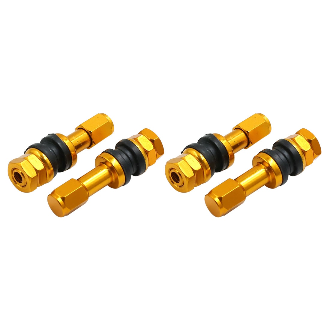 Unique Bargains 4pcs Gold Tone Bolt In Car Motorcycle Tubeless Wheel Tire Valve Stem w Dust Cap
