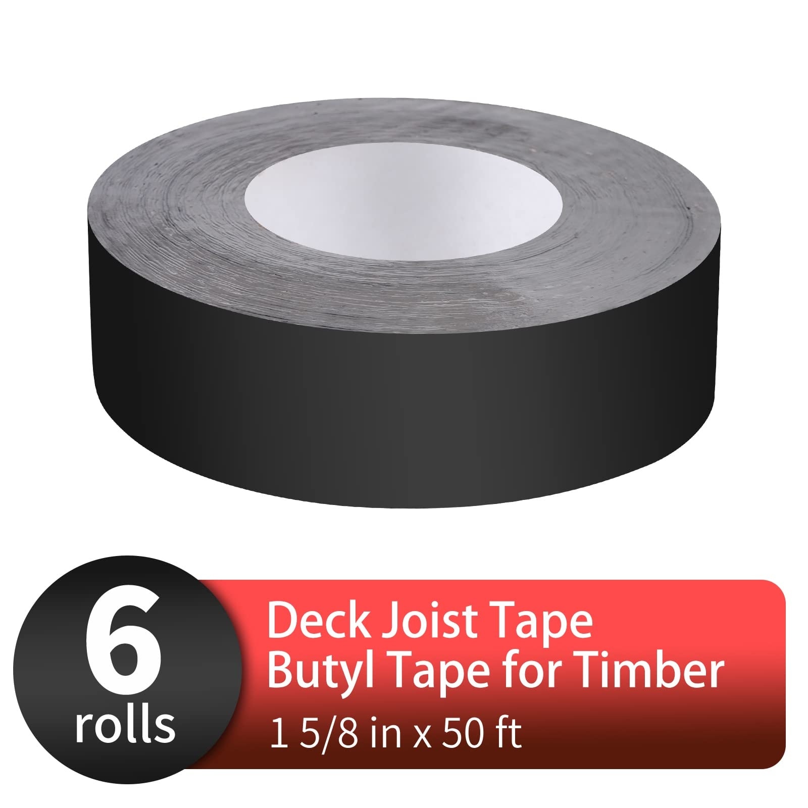 Etokfoks  Butyl Deck Joist Flashing Tape 1 5 8 in x 50 ft 6 Roll Black Self Adhesive Weatherproof Waterproof