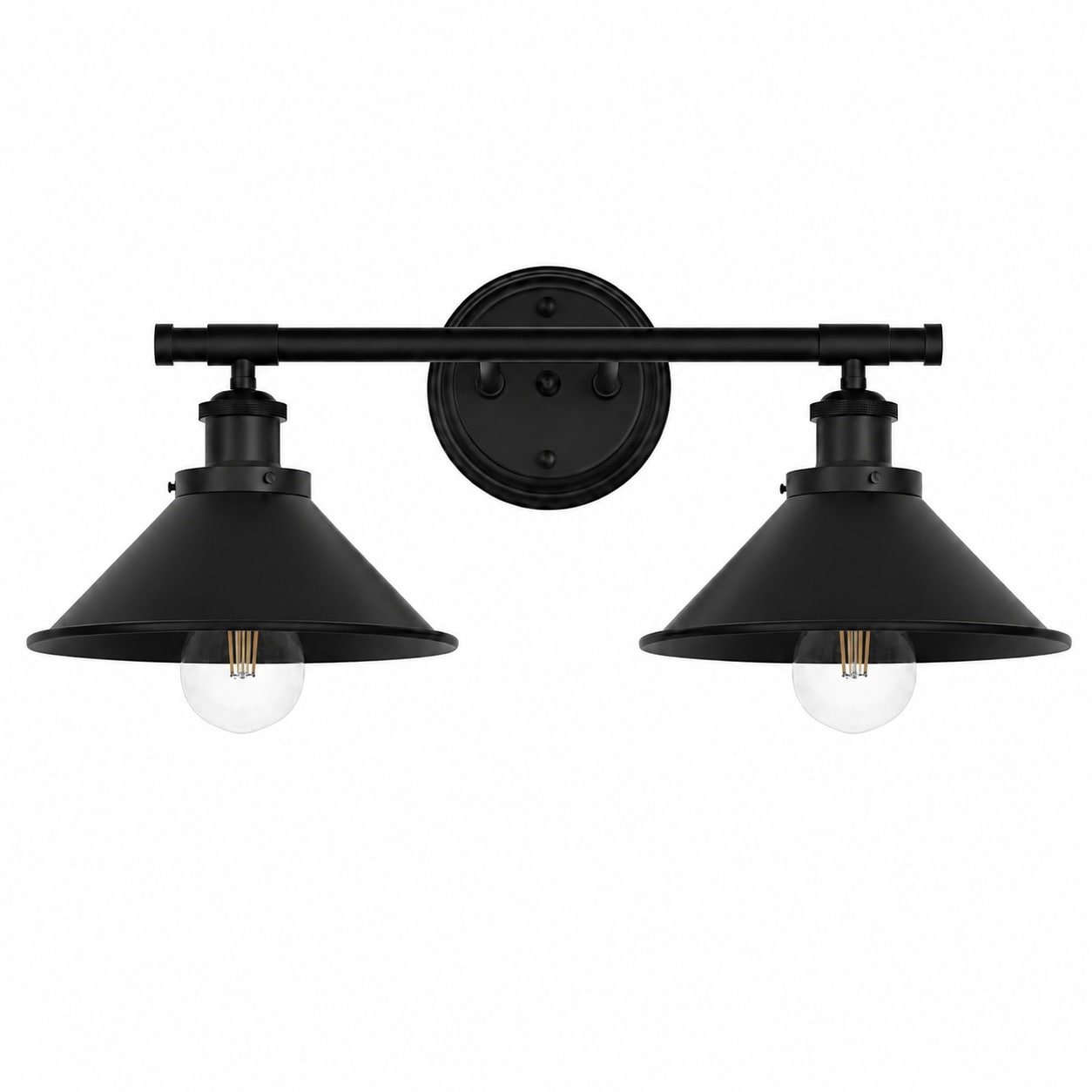 Aoibox  Black 2 Light Farmhouse Bathroom Vanity Wall Sconce with Matte Metal Finish E26 Base 14 x 7 x 9 in