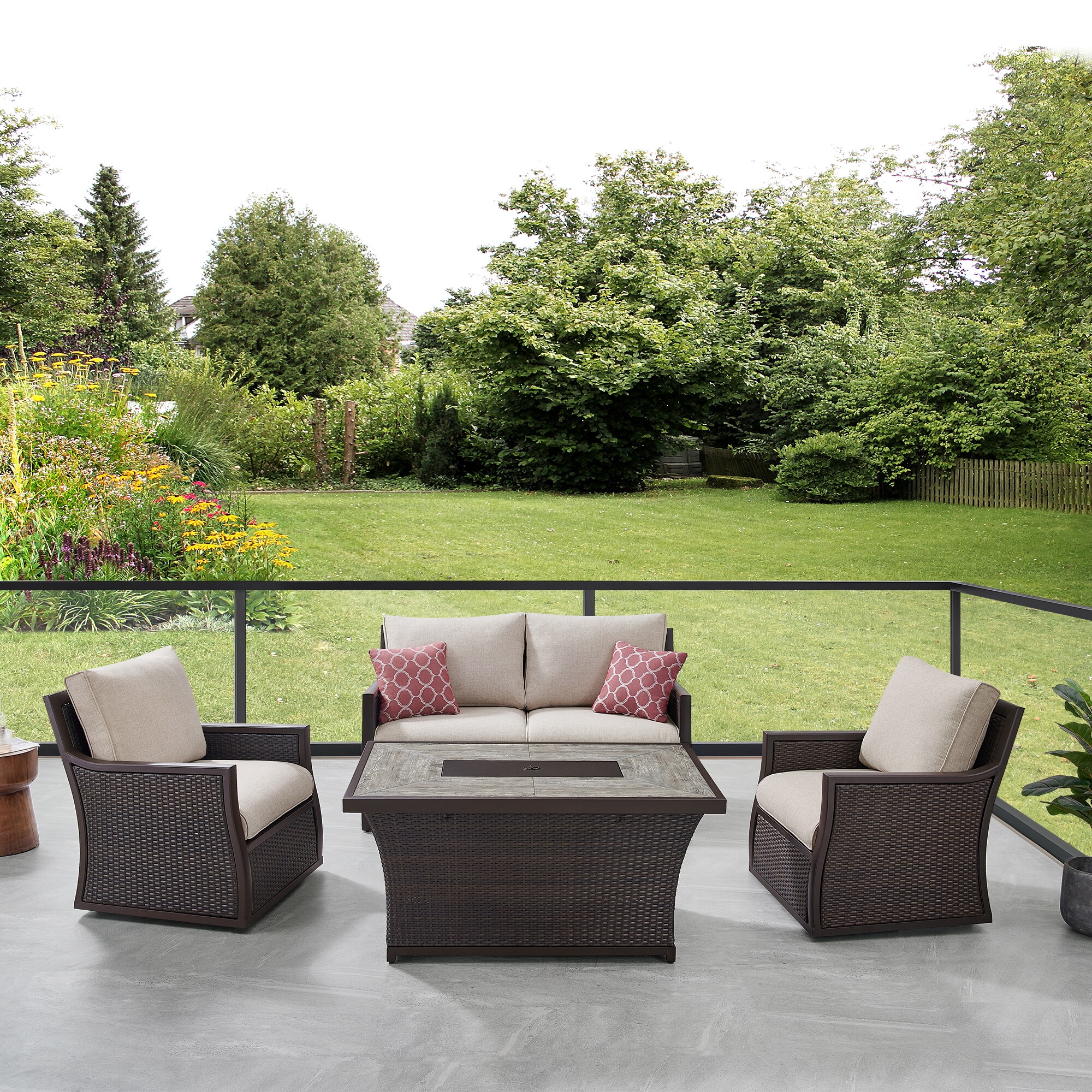 OVE Decors Barcelona 4-Piece Wicker Patio Conversation Set with Olefin  Cushions in the Patio Conversation Sets department at Lowes.com