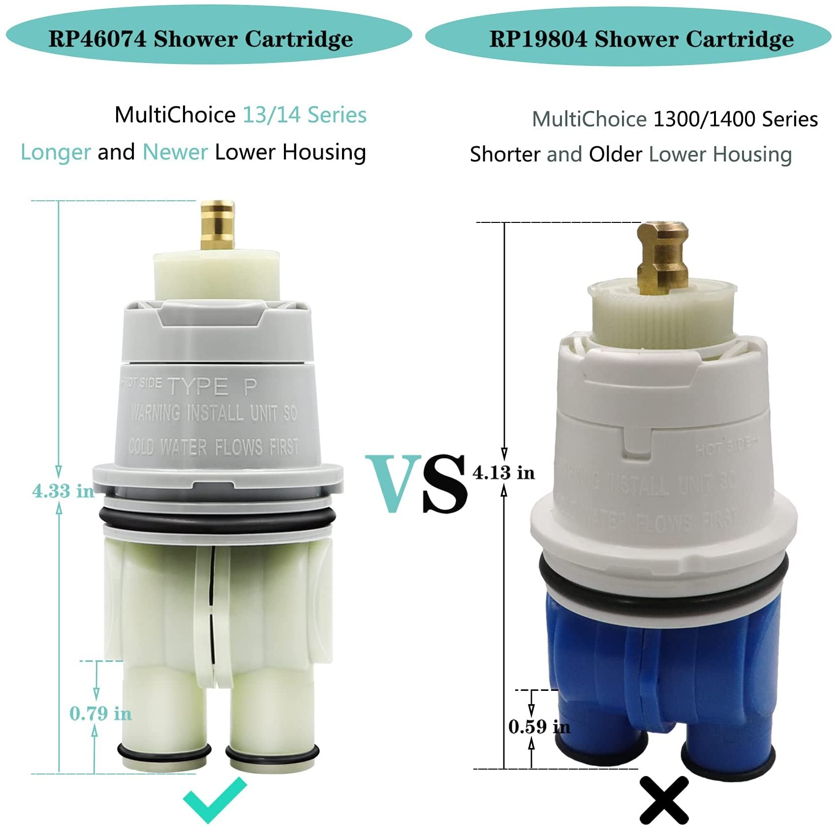Aoibox  RP46074 Shower Valve Cartridge Assembly for Single Handle 13 14 Series Shower and Tub Faucets