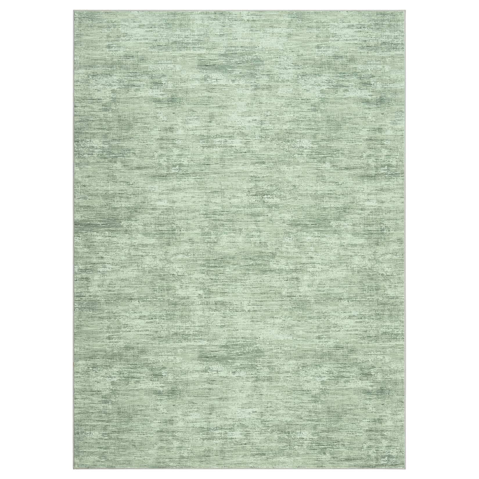 Qeetex SUNNY-PHO-16OWZJCW 8 x 10 ft Polyester Green Rectangular Living Room Bedroom Dining Room Solid Modern Machine Washable Area Rug