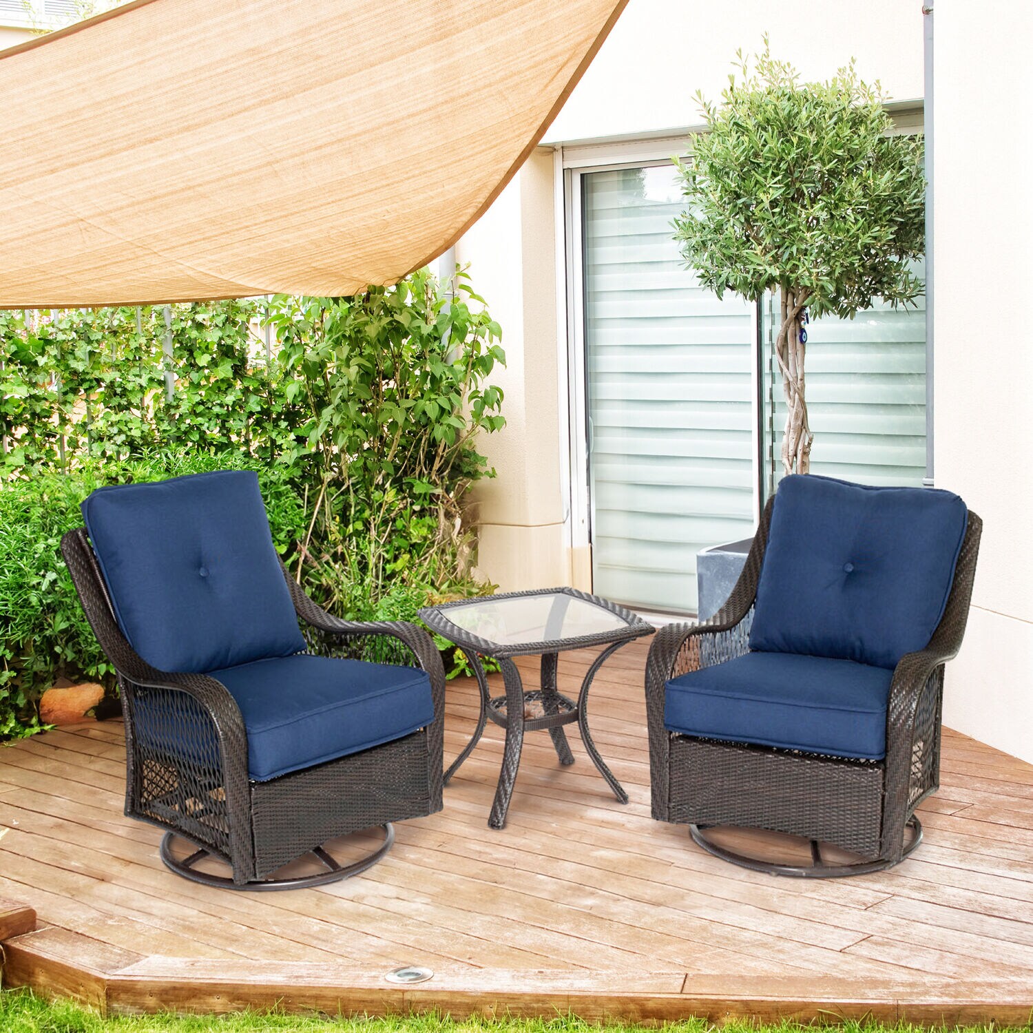 Hanover ORLEANS3PCSW-B-NVY Patio-Conversation-Sets - View #5