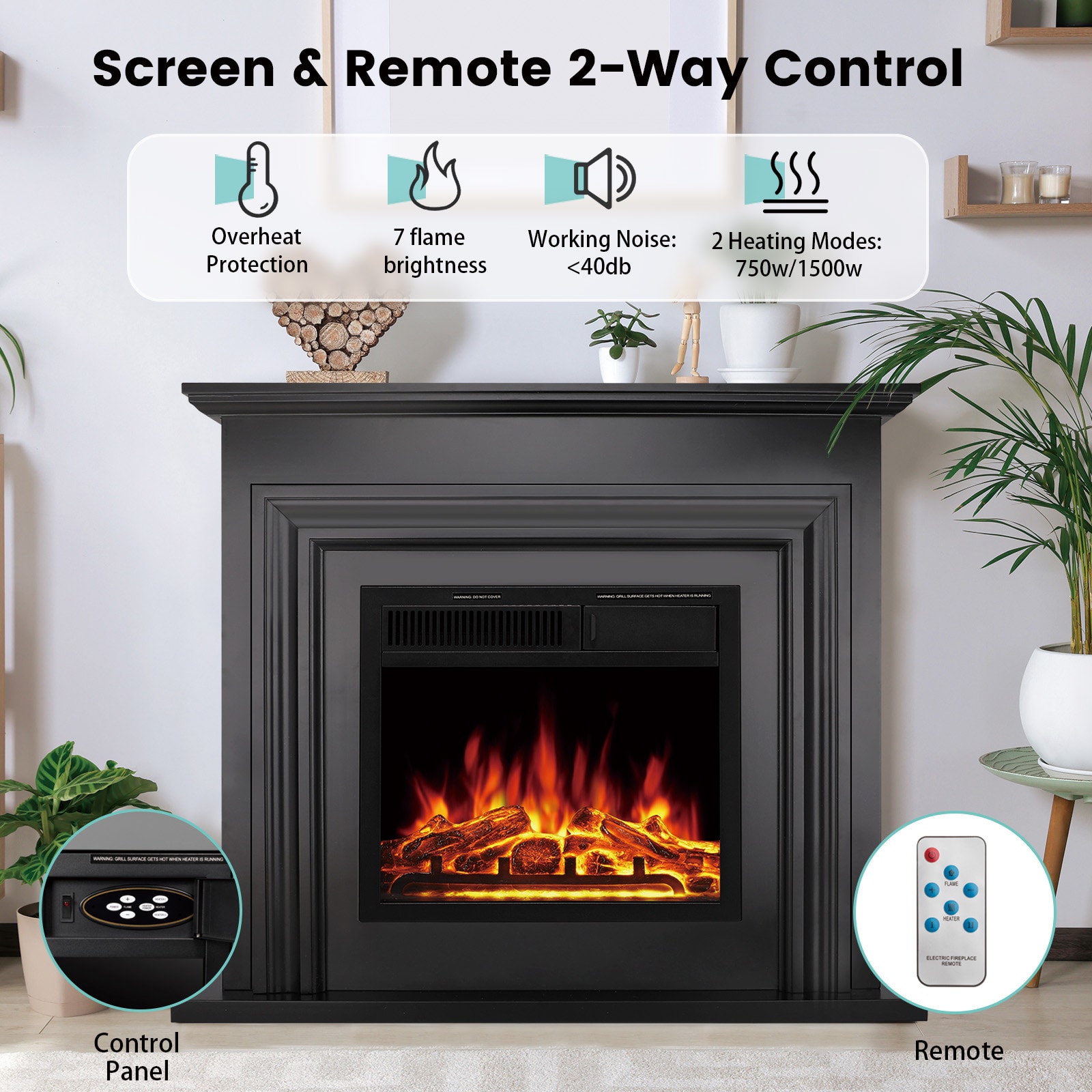 COWSAR LSSM18FP04BK+M1804 Electric-Fireplaces - View #3