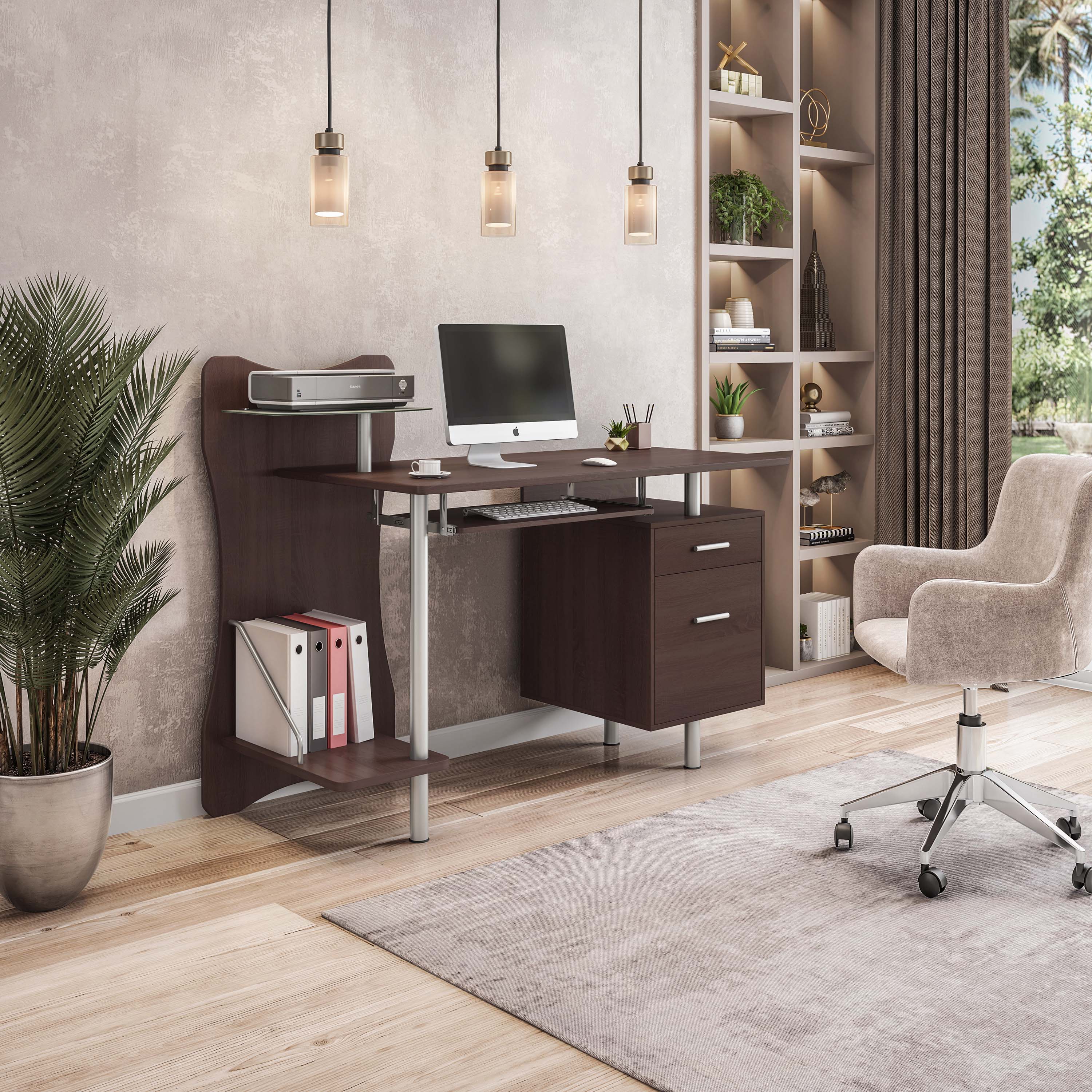 LOVMOR SF-R-RTA-325-CH36 Stylish Computer Desk with Storage Chocolate