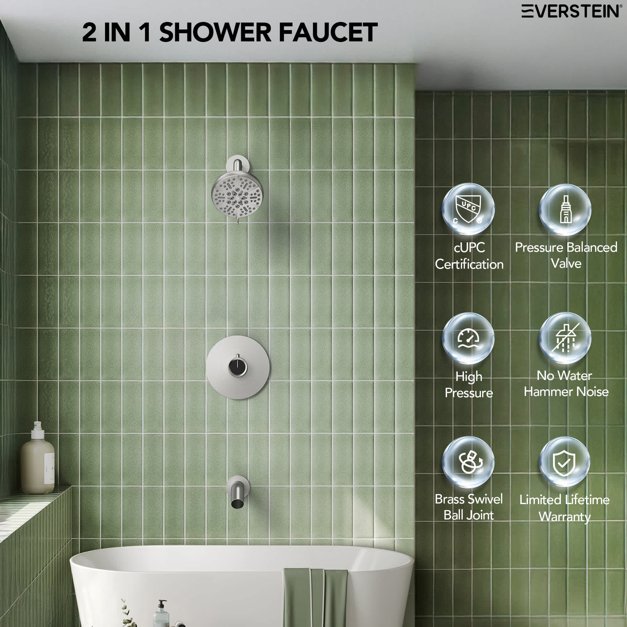 EVERSTEIN SFS-1102-NK Showerhead-Bar-Panels - View #3