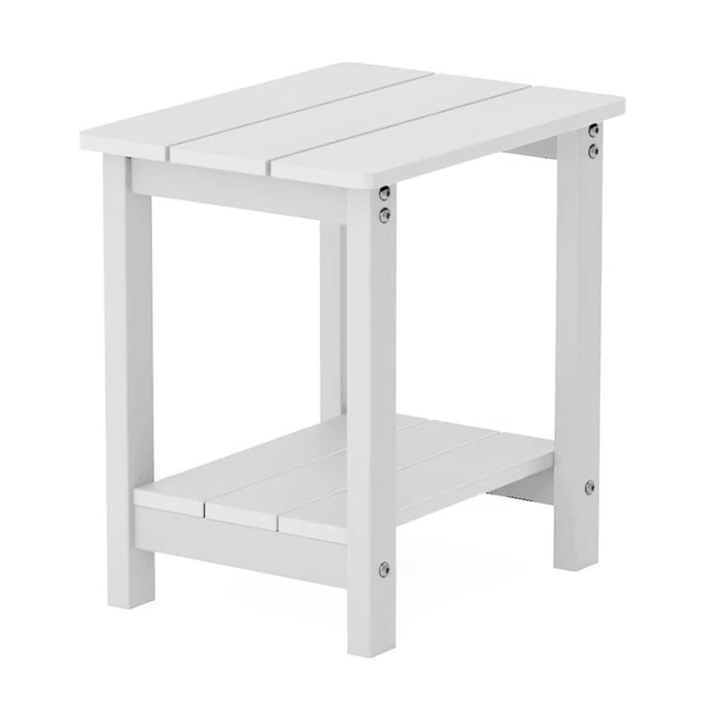 WINSOON FTC1402 White Double Layer Adirondack Square Side Table Square Outdoor End Table 12.2-in W x 16.1-in L