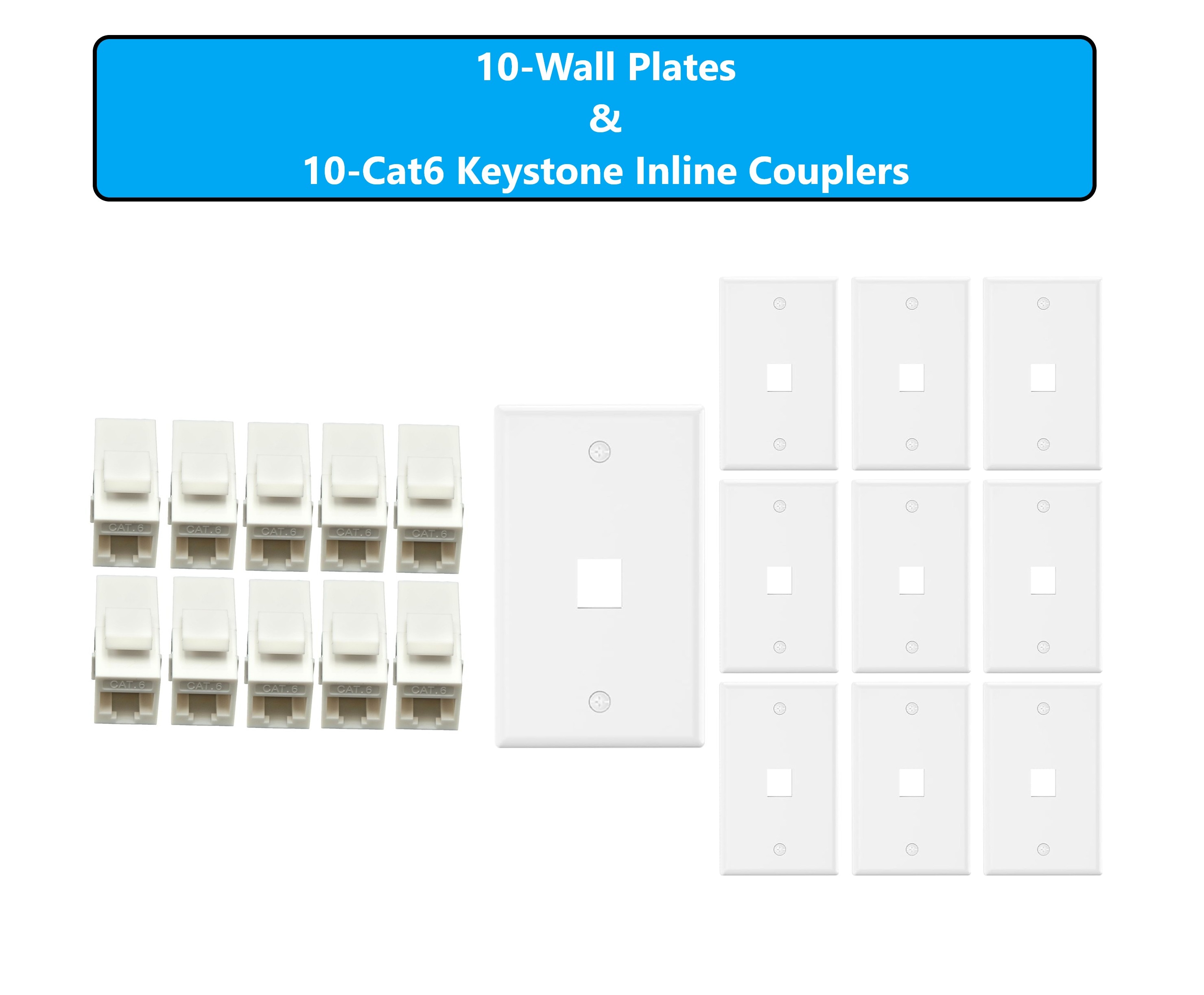 Micro Connectors 1 -Gang White Plastic Standard Wall Plate 10 -Pack