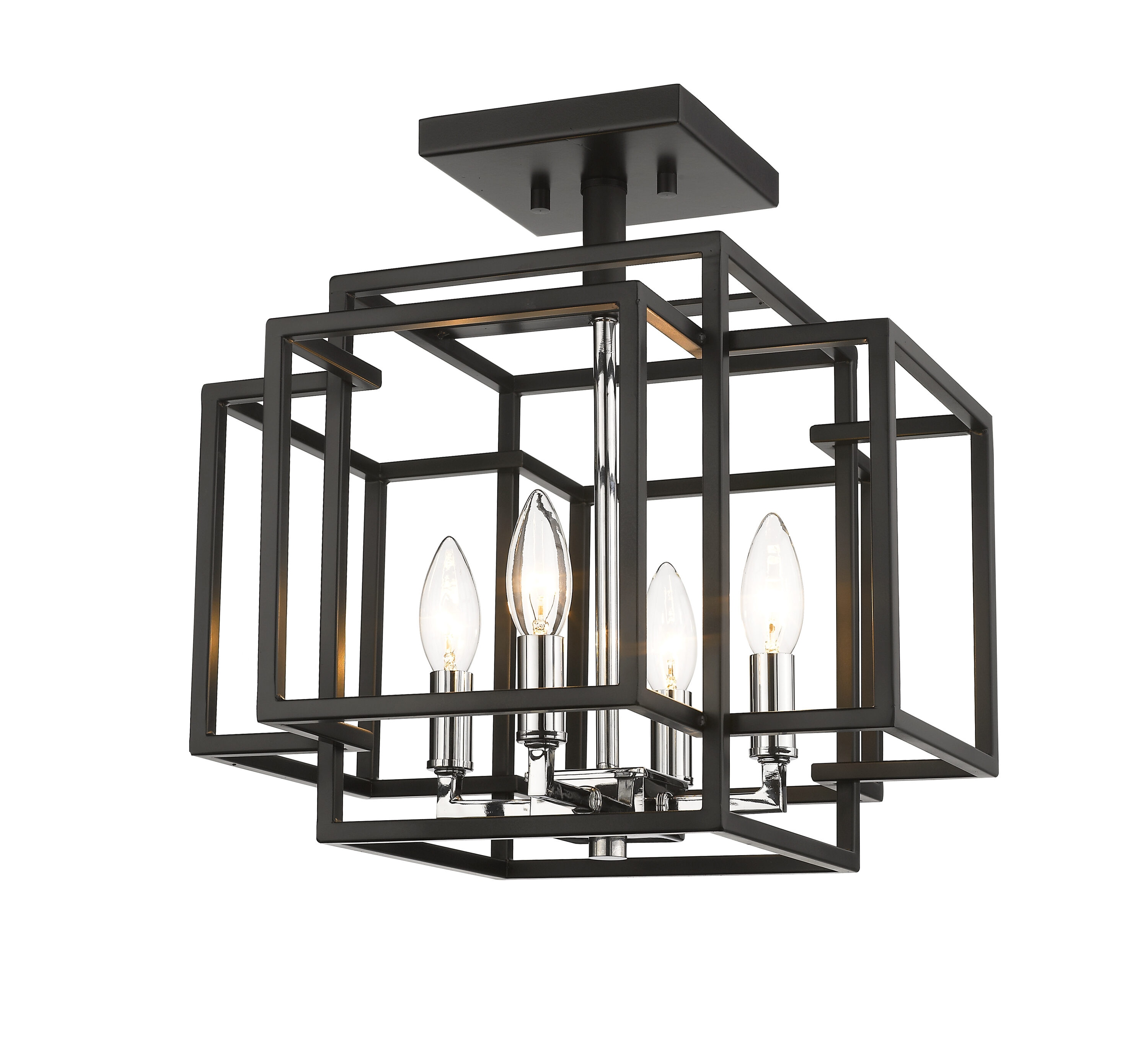 Z-Lite 454SF-BK-CH Titania 1 -Light 14-in Matte Multiple colors/finishes Semi Flush Mount Light