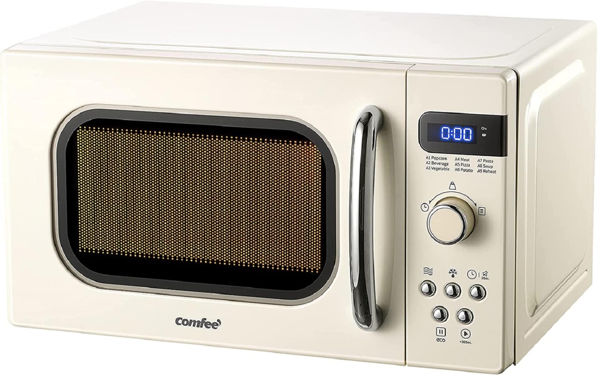 COMFEE' Retro Small Microwave Oven W Compact Size 9 Preset Menus,  Position-Memory Turntable Mute Function, Countertop Microwave Perfect For  Small