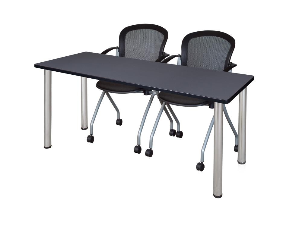Regency MT7224GYBPCM23BK Training Gray 4-Person Training Table (72-in W x 29-in H)