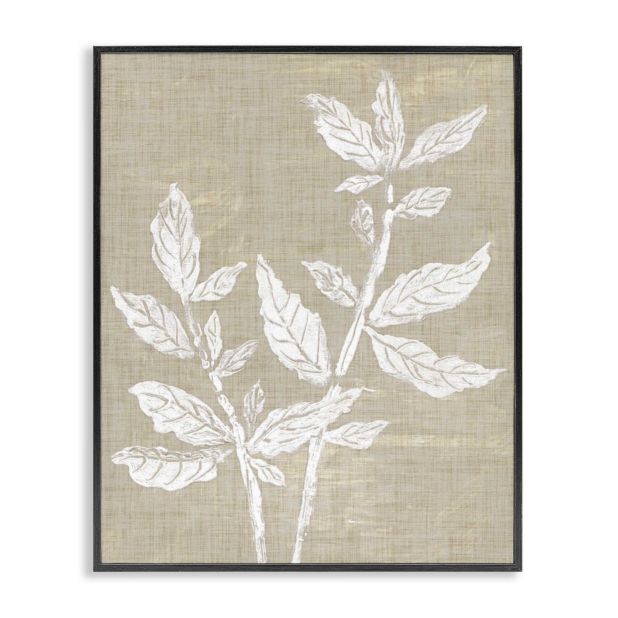 Stupell Industries BS-376-FR-24X30 Boho Leaves on Natural Pattern Black Framed Giclee Art By Melissa Wang 24 x 30