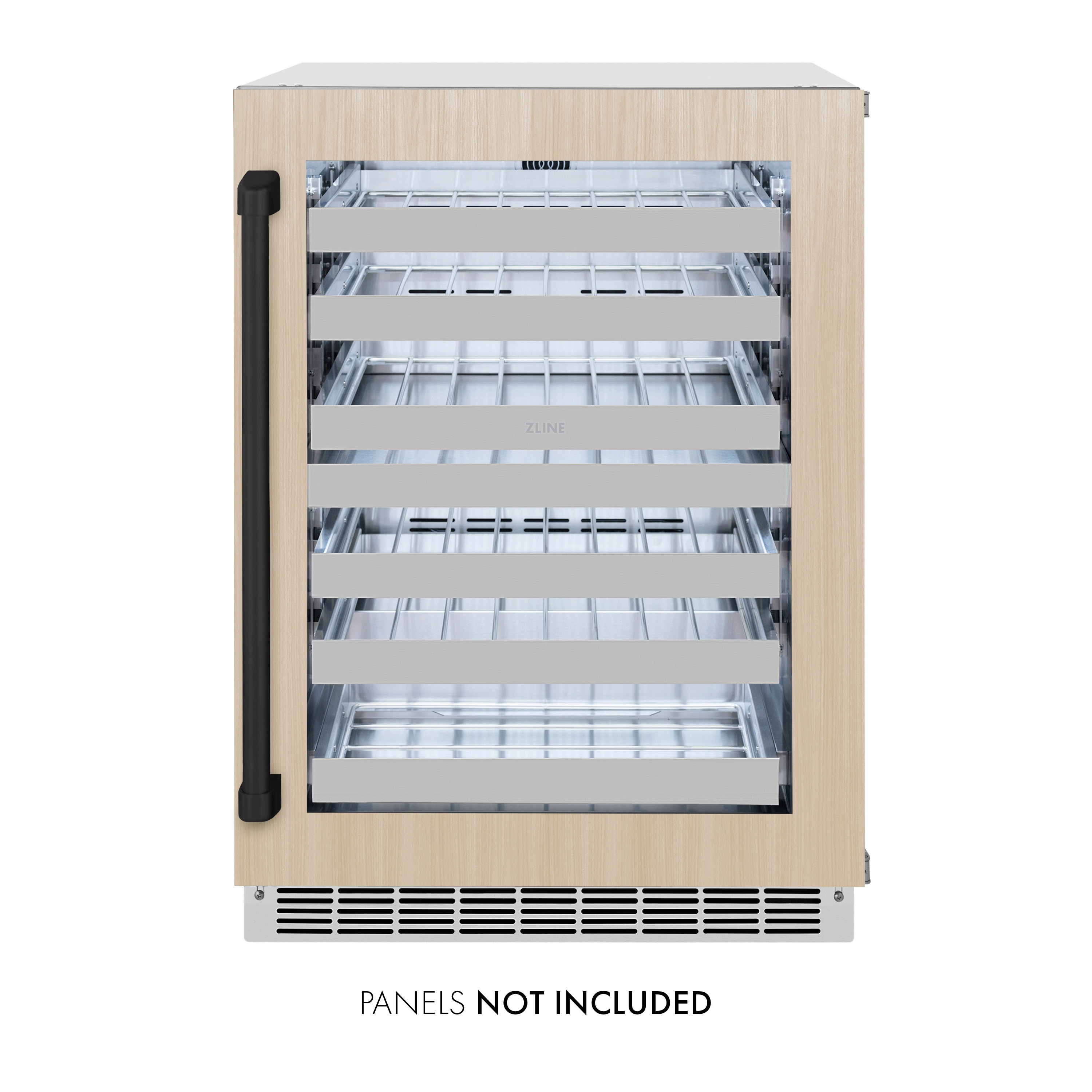 ZLINE KITCHEN & BATH RWDPOZ-24-MB 23.88-Inches W 44 -Bottles Panel-Ready Glass Door with Matte Black Handle Dual Zone Cooling Built-in Indoor or outdoor Wine Cooler