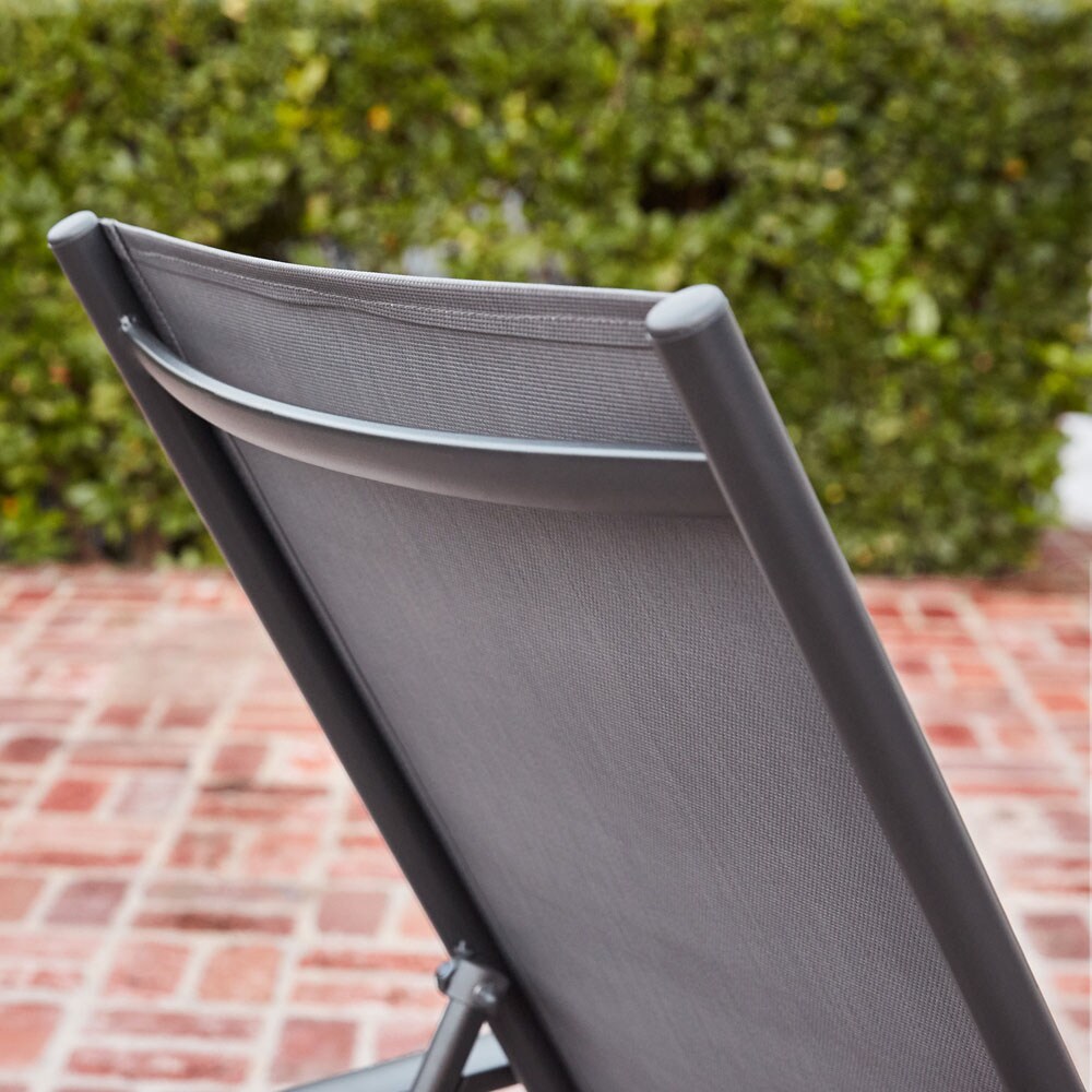 Naples Gray Aluminum Outdoor Chaise Lounge with Adjustable Backrest