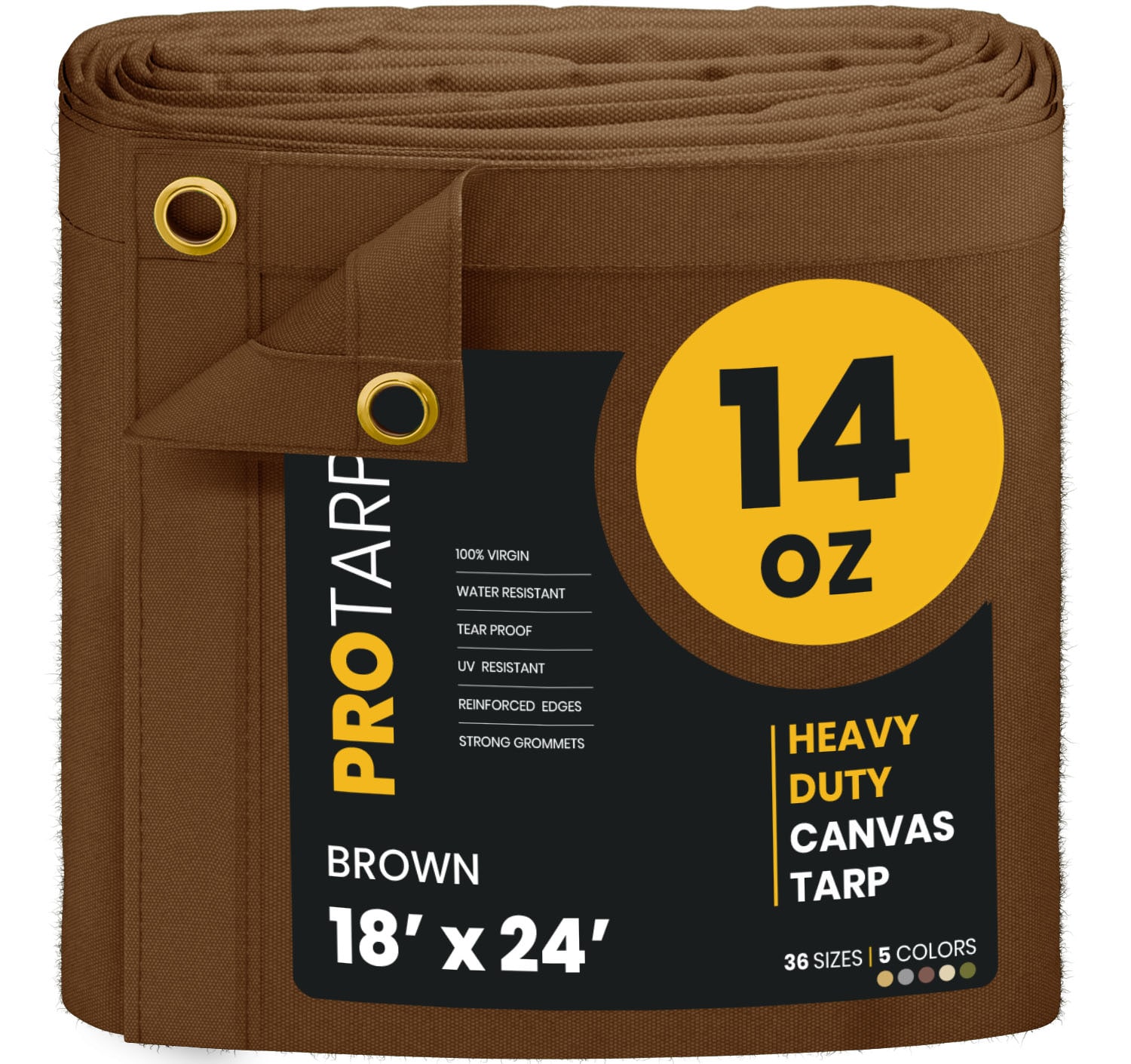 PROTARP PT-302-18X24 18-ft x 24-ft Brown Waterproof Standard Polyester 25-mil Tarp