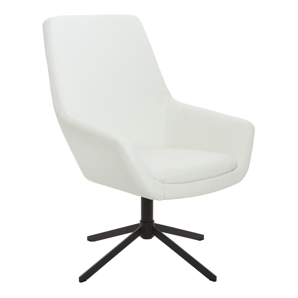 White Leather Desk Chair with Padded Arms by Zuo 