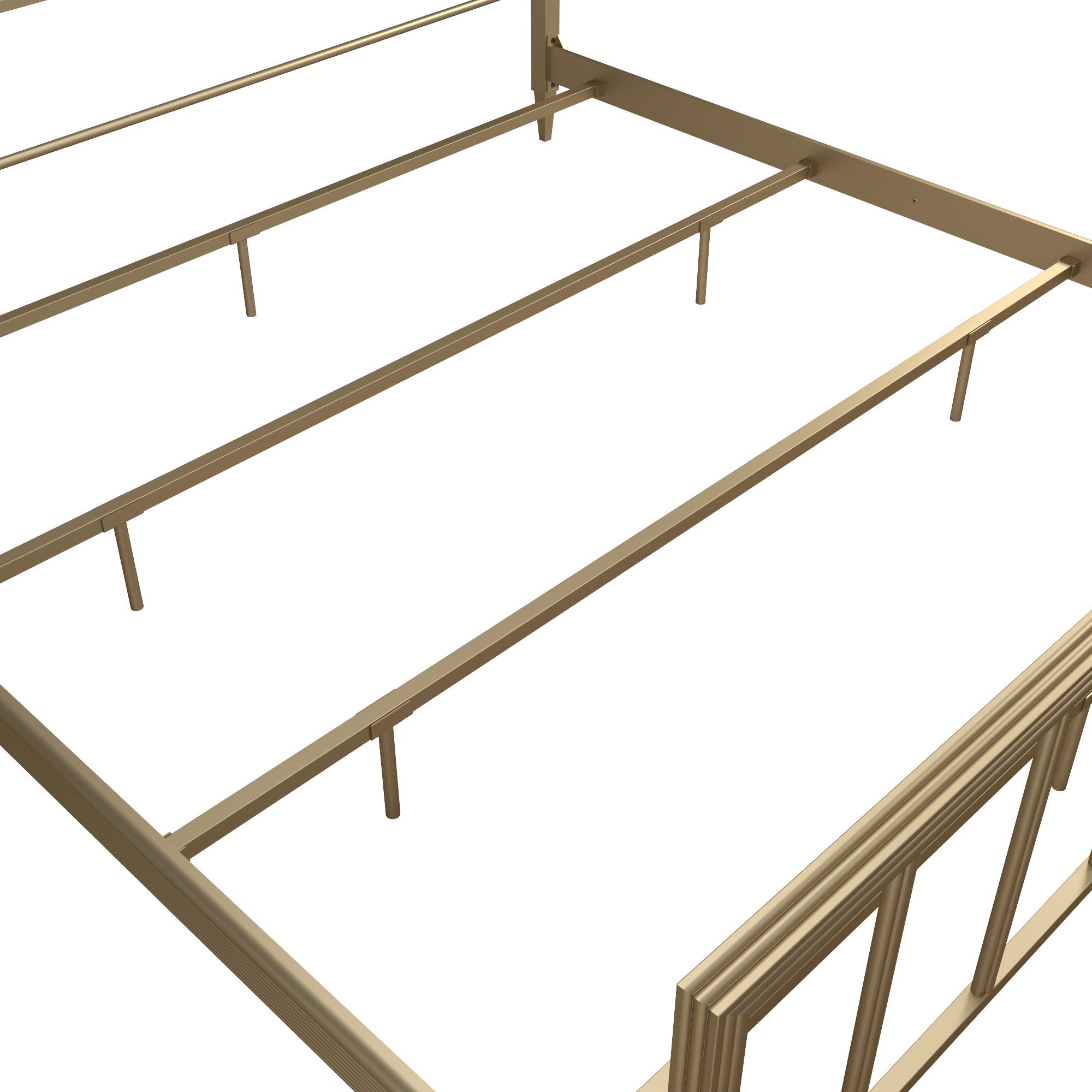Blair King Size Golden Brass Metal Bed with Engraved Headboard