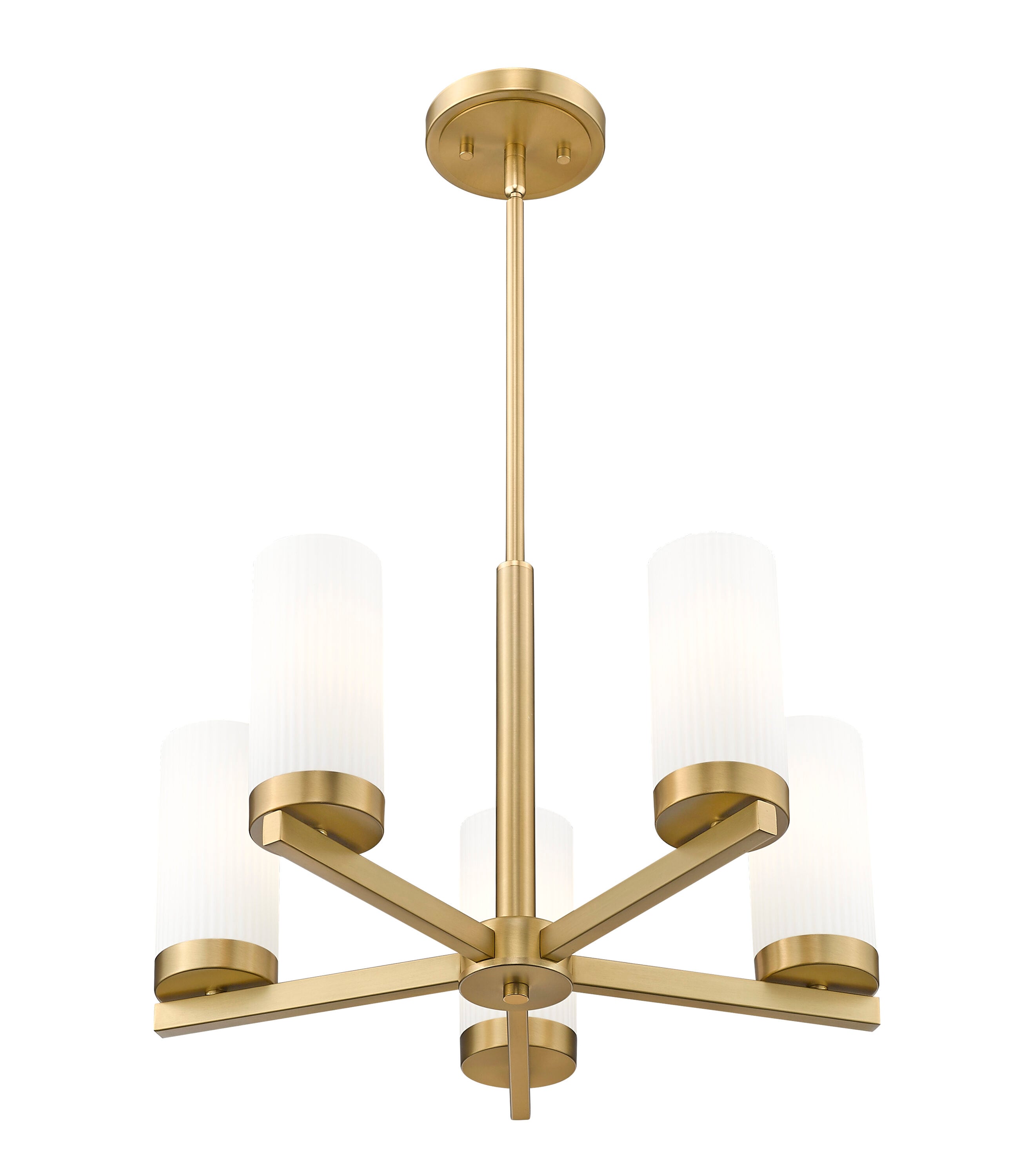 Gold 5-Light Mini Chandelier with Frosted Glass Shades