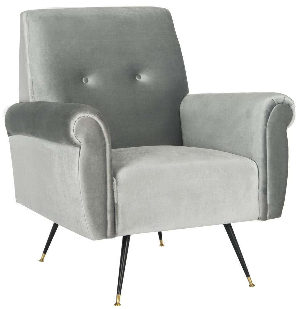 Safavieh Mira Midcentury Light Gray Velvet Accent Chair in the Chairs ...