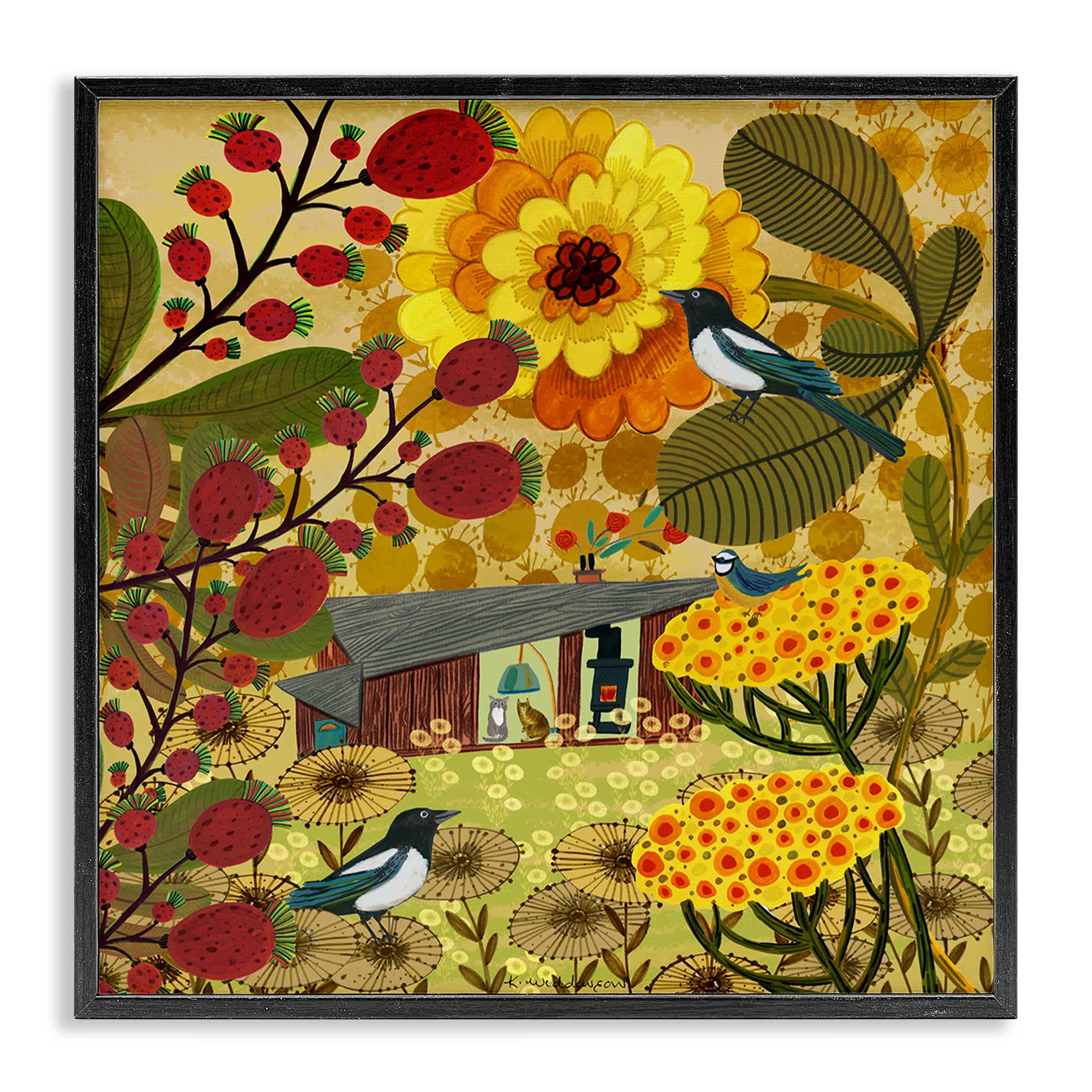 Stupell Industries BS-593-FR-17X17 Warm Autumnal Cottage Black Framed Giclee Art By Kay Widdowson 17 x 17