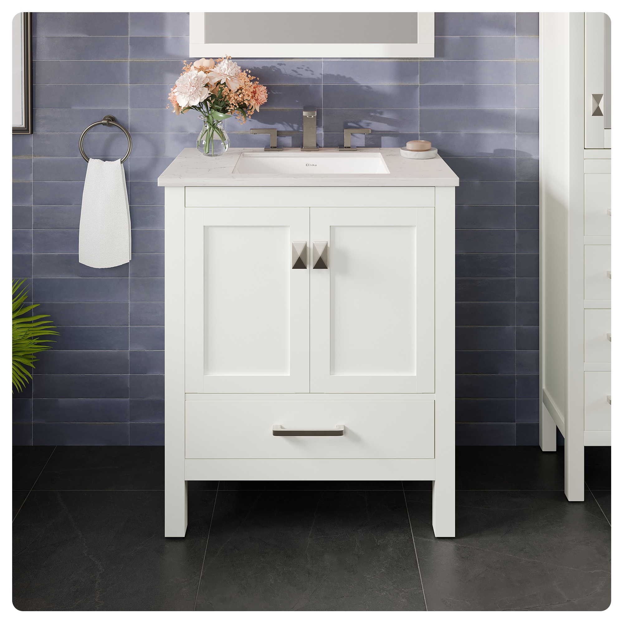 Eviva Aberdeen 30-in White Undermount Single Sink Bathroom Vanity with ...