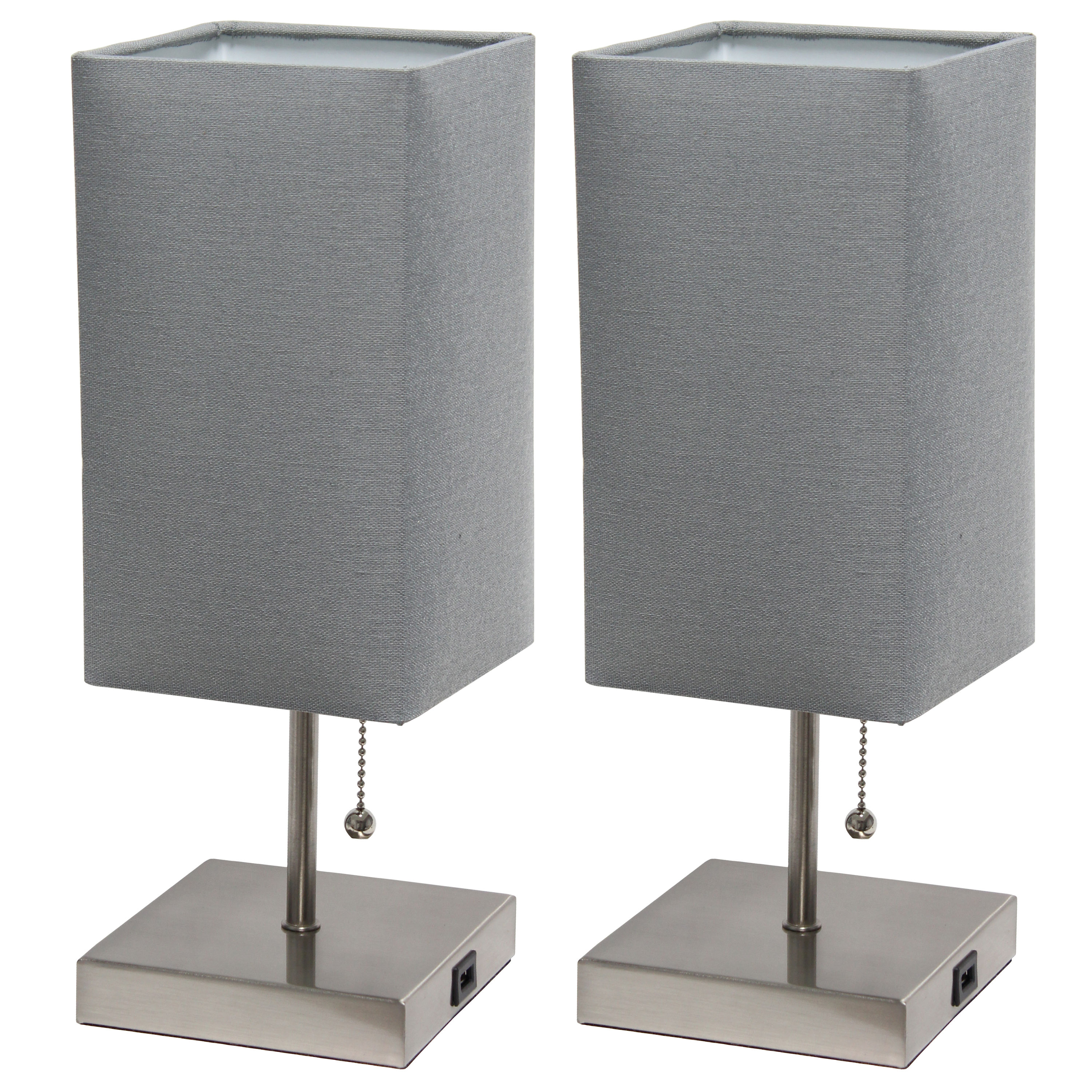 Simple Designs LC2003-GRY-2PK Modern/contemporary Medium base (E-26) Lamp Set with Gray Shades