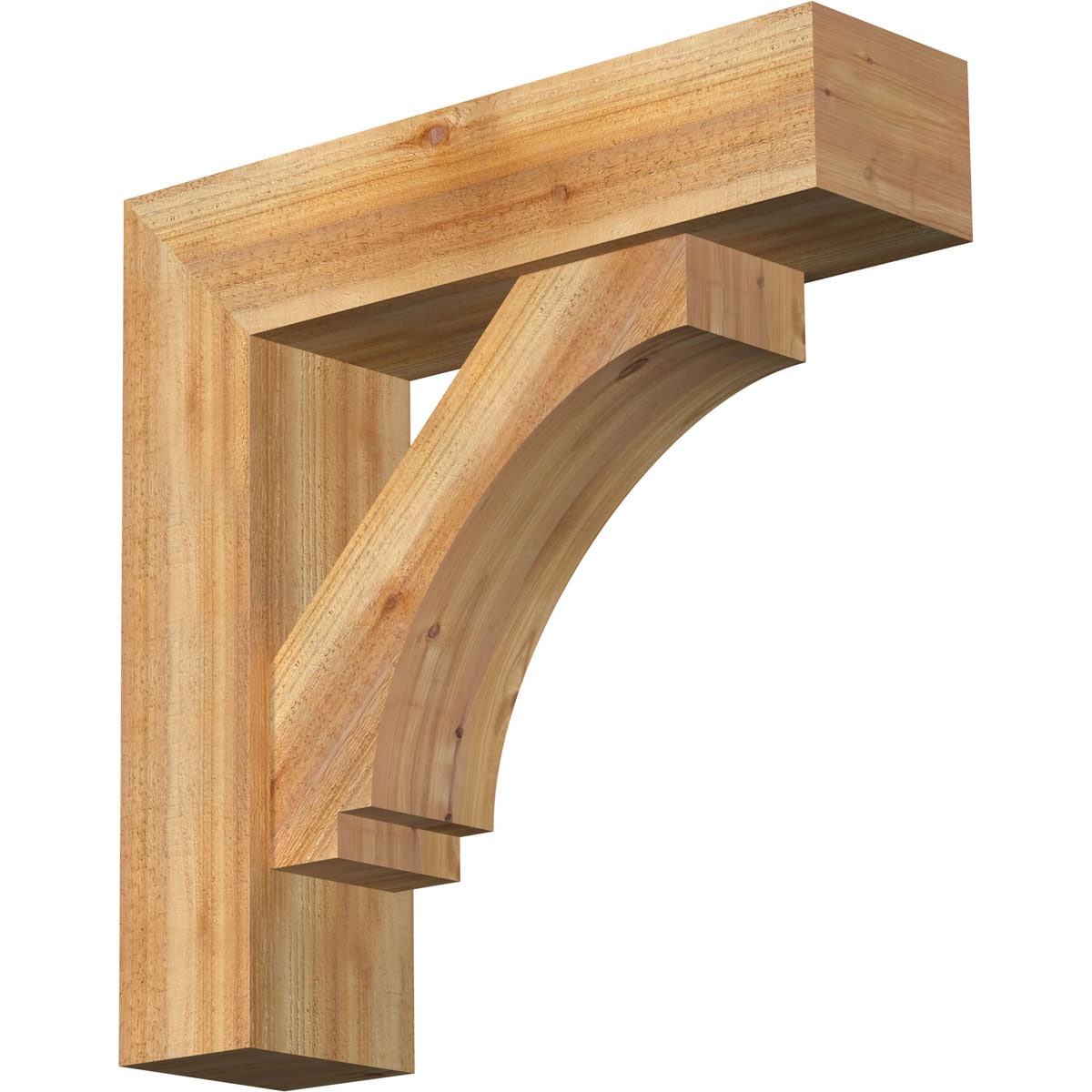 Ekena Millwork 1462686 Imperial Block Rough Sawn Bracket with Offset Brace 8-in x 30-in x 30-in Western red cedar Brown Wood Standard bracket