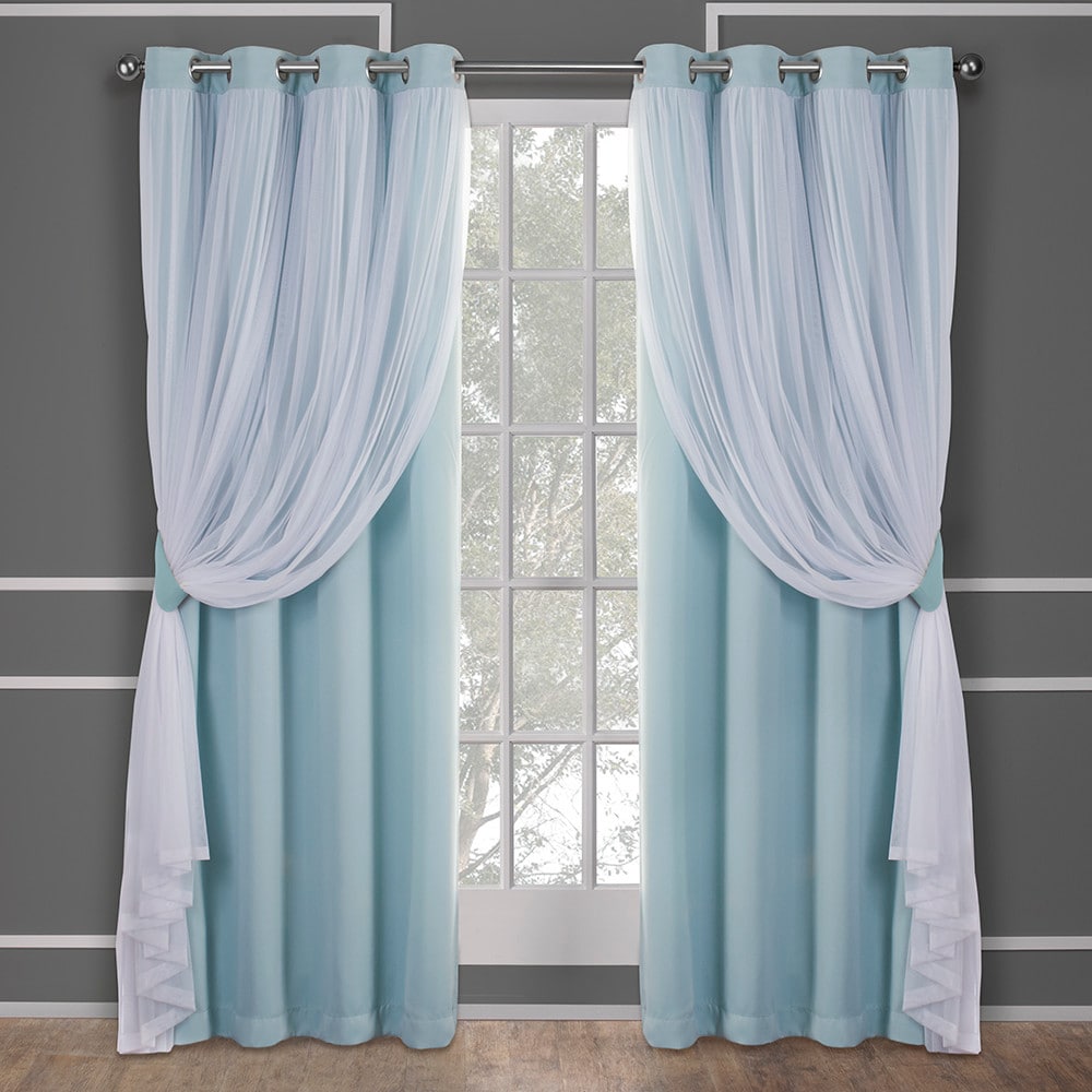 Exclusive Home EH8258-06 2-108G 108-Inches Aqua Room darkening Standard lined Grommet Curtain panel pair
