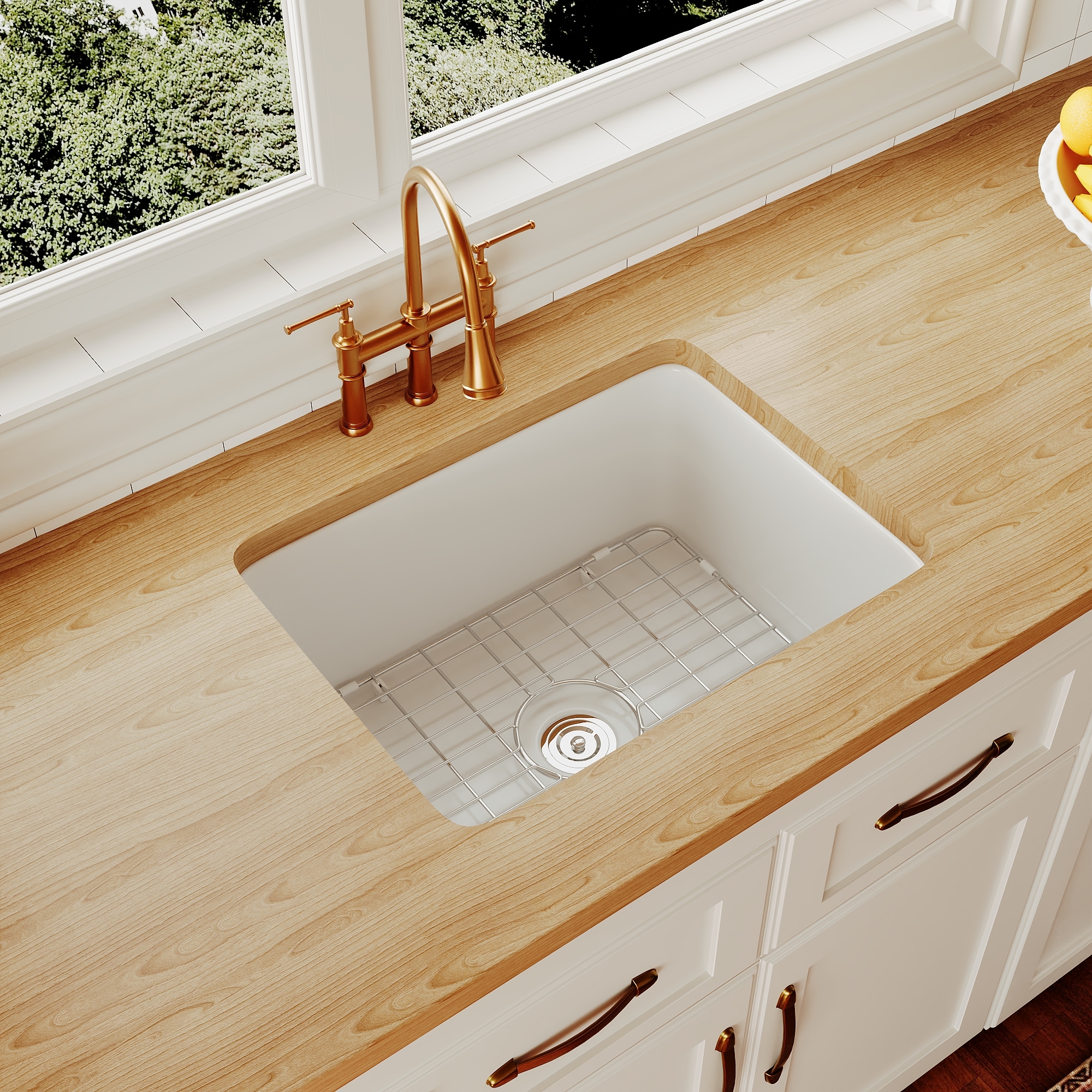 DeerValley DV-1K515 Glen Undermount 24-in x 18.50-in Fireclay Single bowl Kitchen Sink