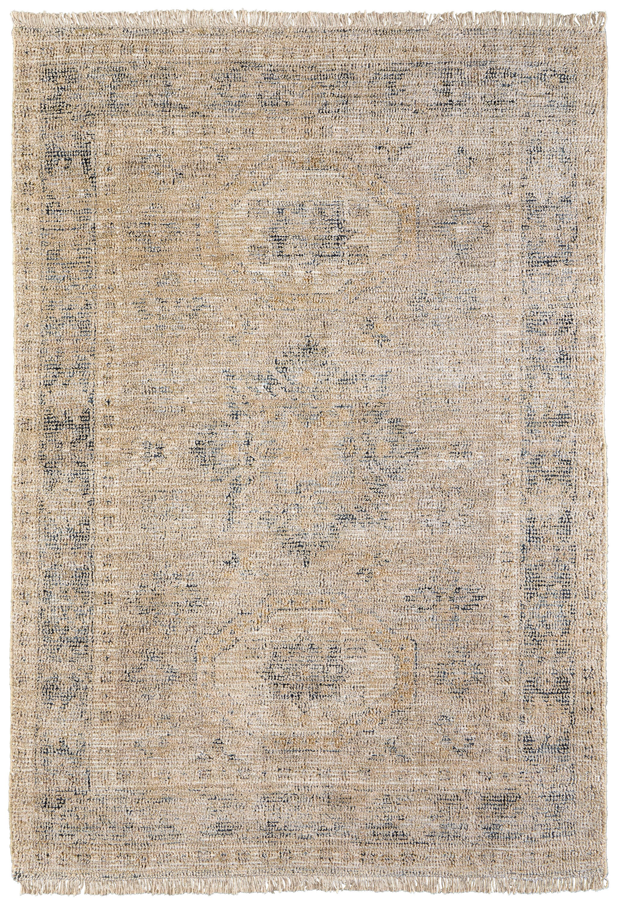 Room Envy 879R8798SND000G00 Ramey 9 x 12 (ft) Knotted Wool Charcoal Gray/Latte Tan Rectangular Indoor Abstract Bohemian/Eclectic Area rug