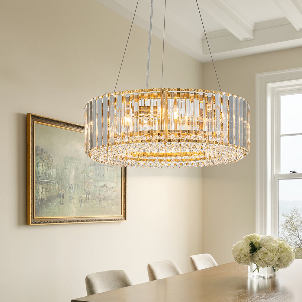Craggie Gold Crystal Drum Chandelier with Adjustable Height