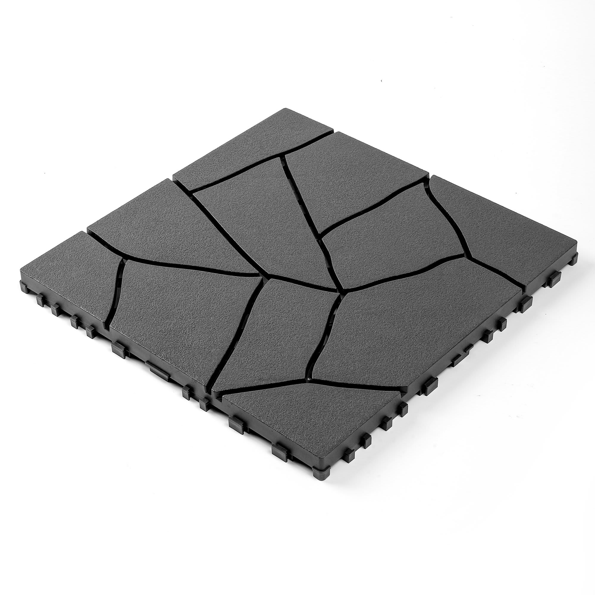 Aoibox  Stone Style 12 inch Patio Deck Tiles Interlocking DIY Floor Tile for Outdoor Indoor Porch Poolside Balcony Backyard 44 pieces Dark Gray