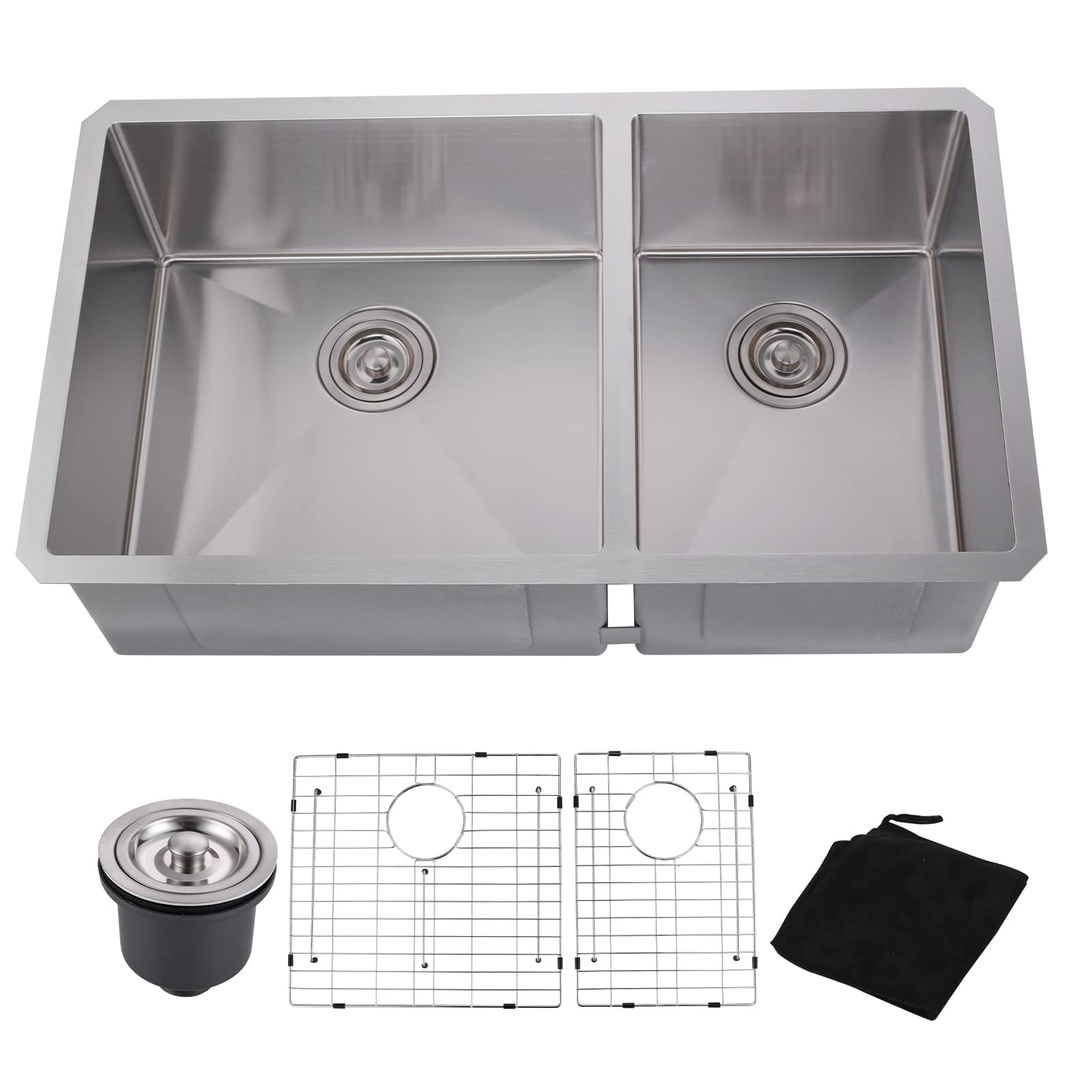 ARCORA 33 in. Drop in Undermount Double Bowl 18 Gauge Gunmetal Brushed Nickel Stainless Steel Kitchen Sink