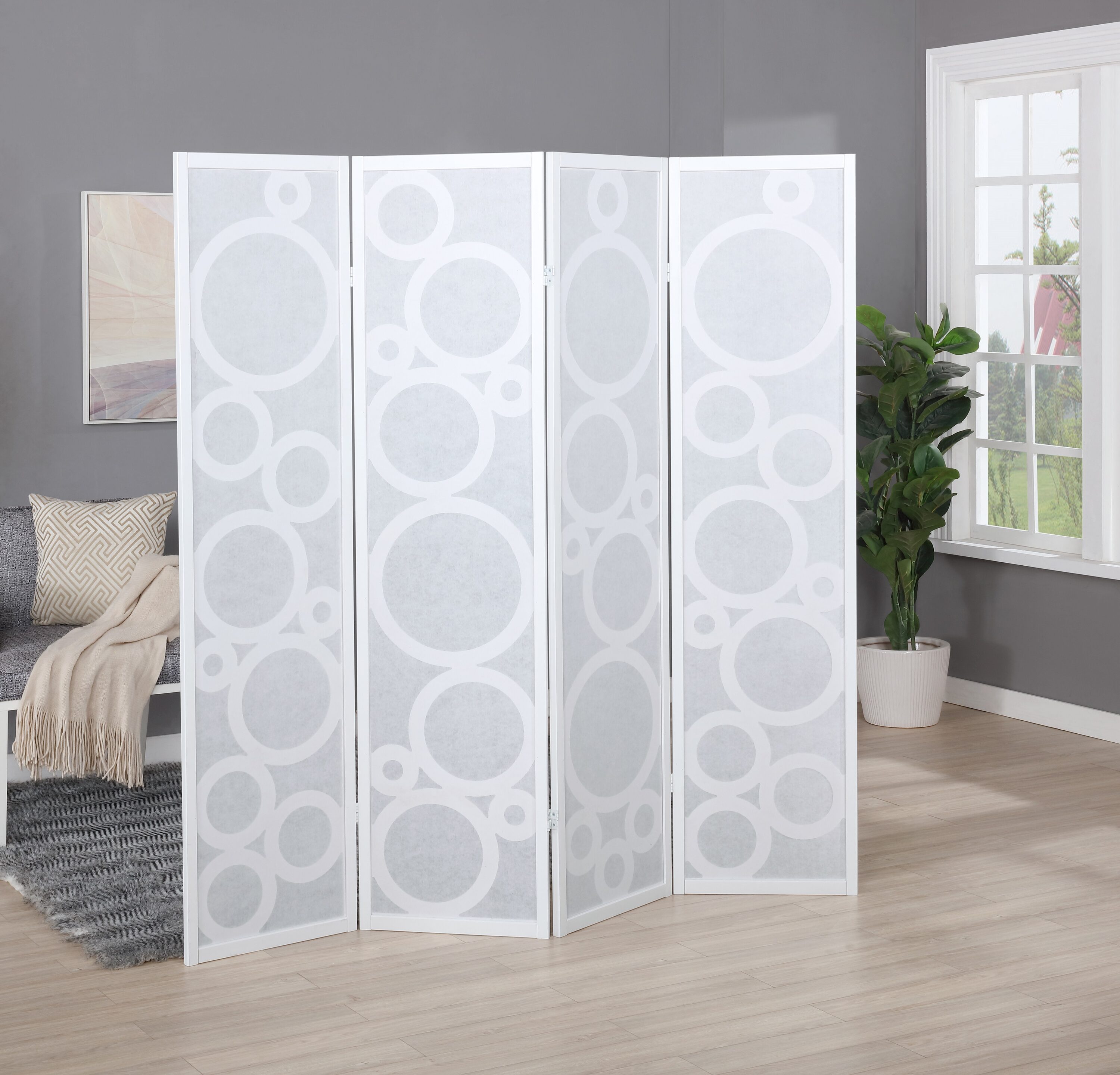 Roundhill Furniture RD045WH Indoor-Privacy-Screens - View #3
