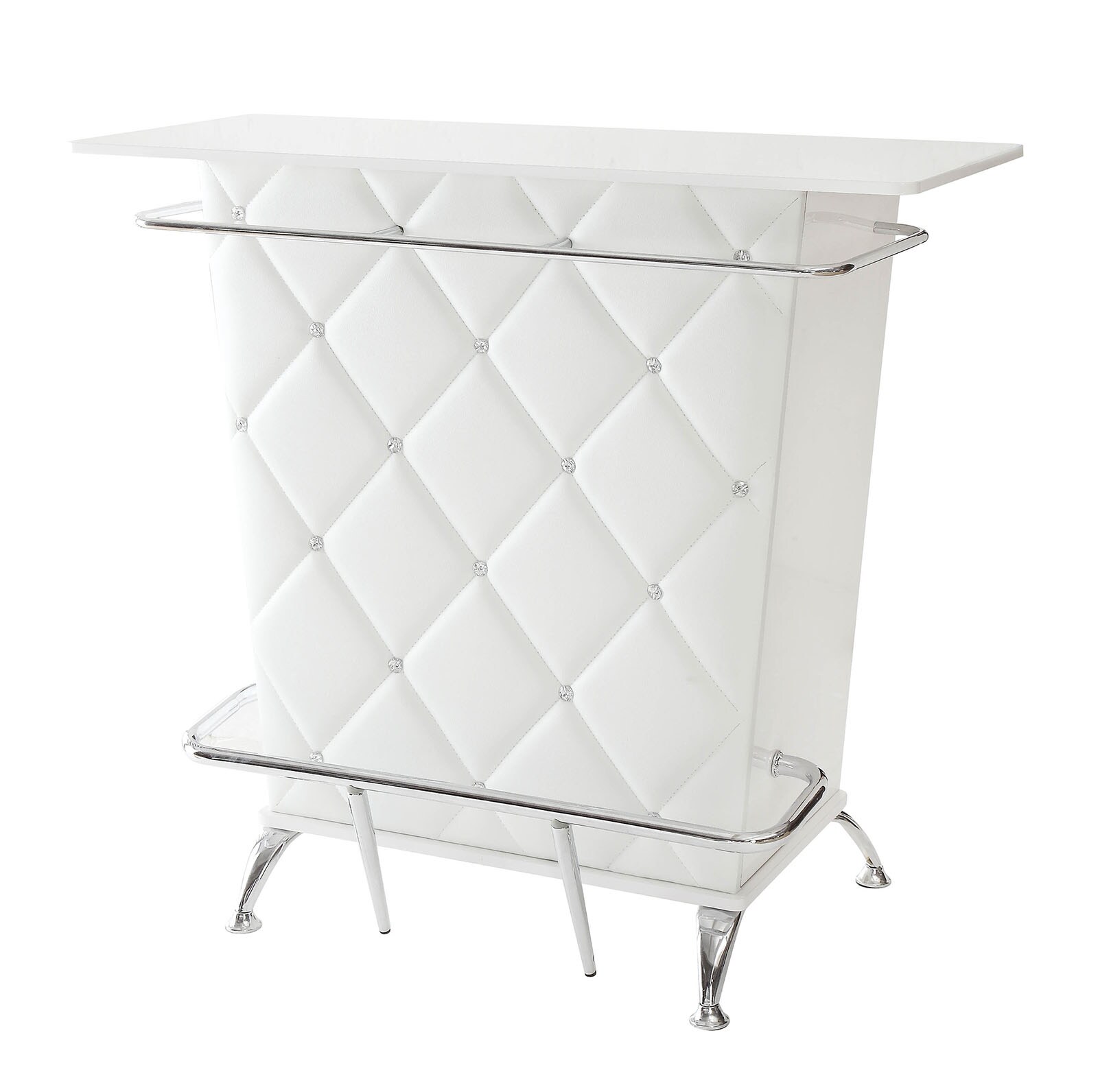 Benzara BM181080 White Contemporary/Modern Bar Table, Metal with Metal Pedestal Base 47.25-Inches L x 41.75-Inches H