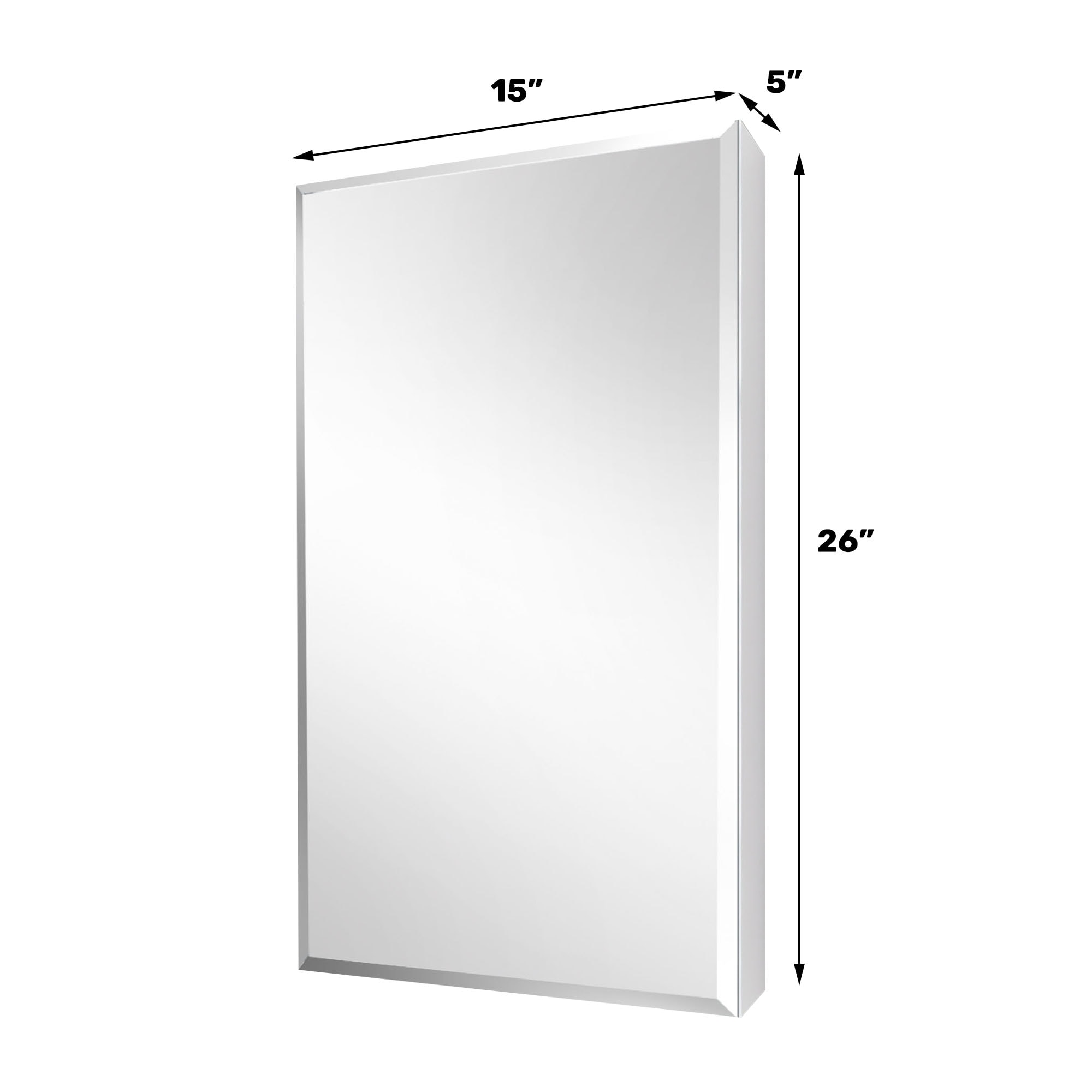 WELLFOR 15-in x 26-in Surface/Recessed Mount Aluminium Mirrored Soft Close Medicine Cabinet