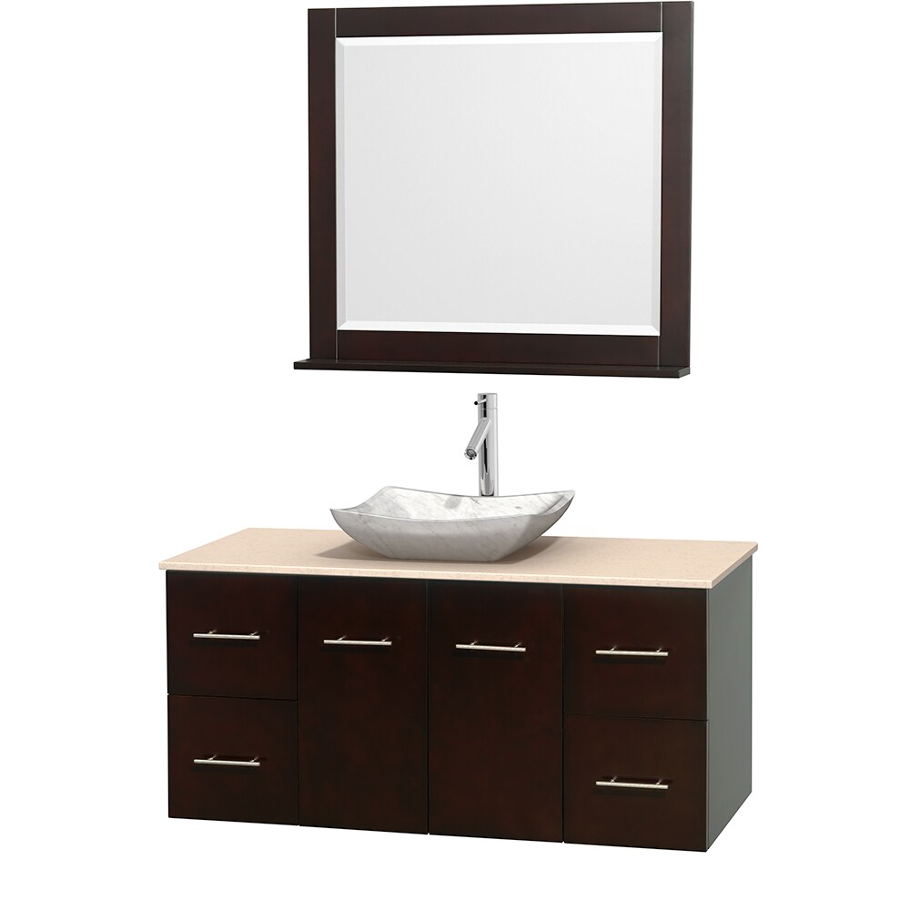 Wyndham Collection WCVW00948SESIVGS3M36 Centra 48-in Espresso Single Sink Bathroom Vanity with Ivory Natural Marble Top (Mirror Included)