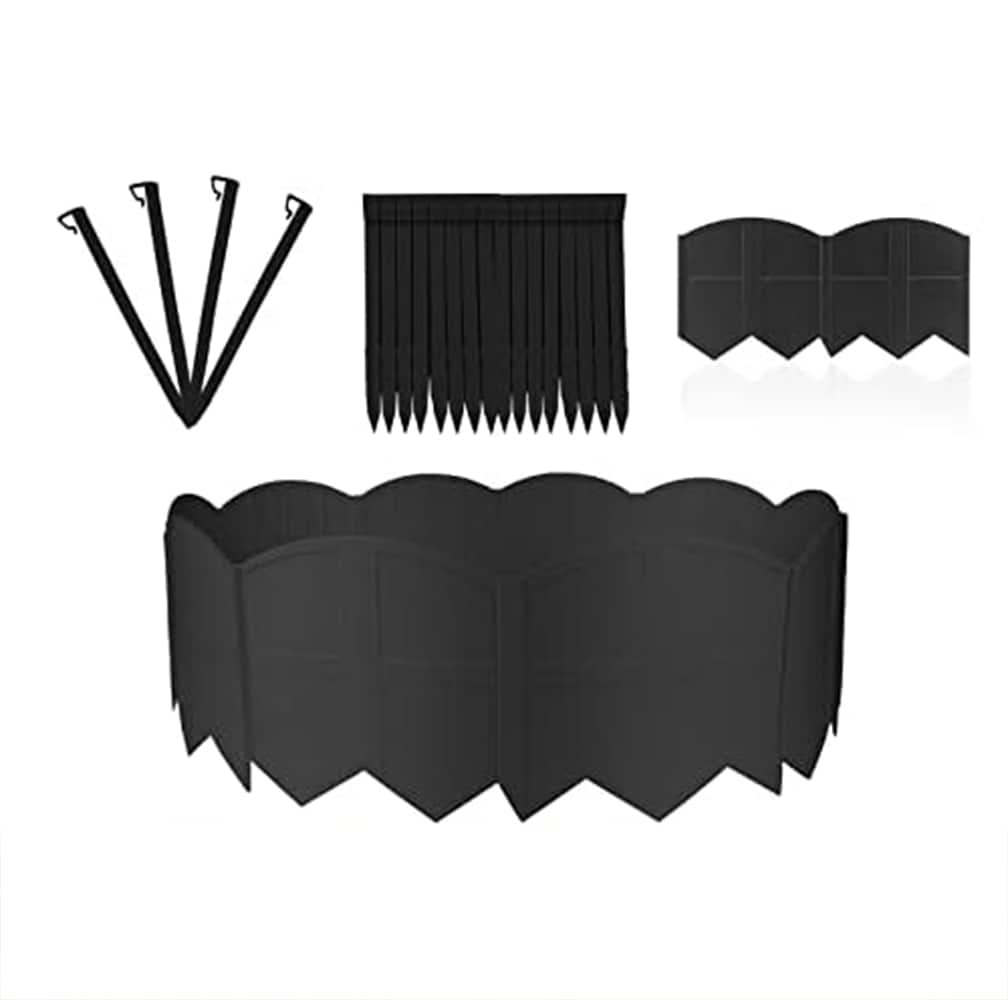 Etokfoks  2 in Black Landscape Edging 6 Inch Tall with 20 Pcs Garden Stakes Decorative Border for Flower Beds and Lawns
