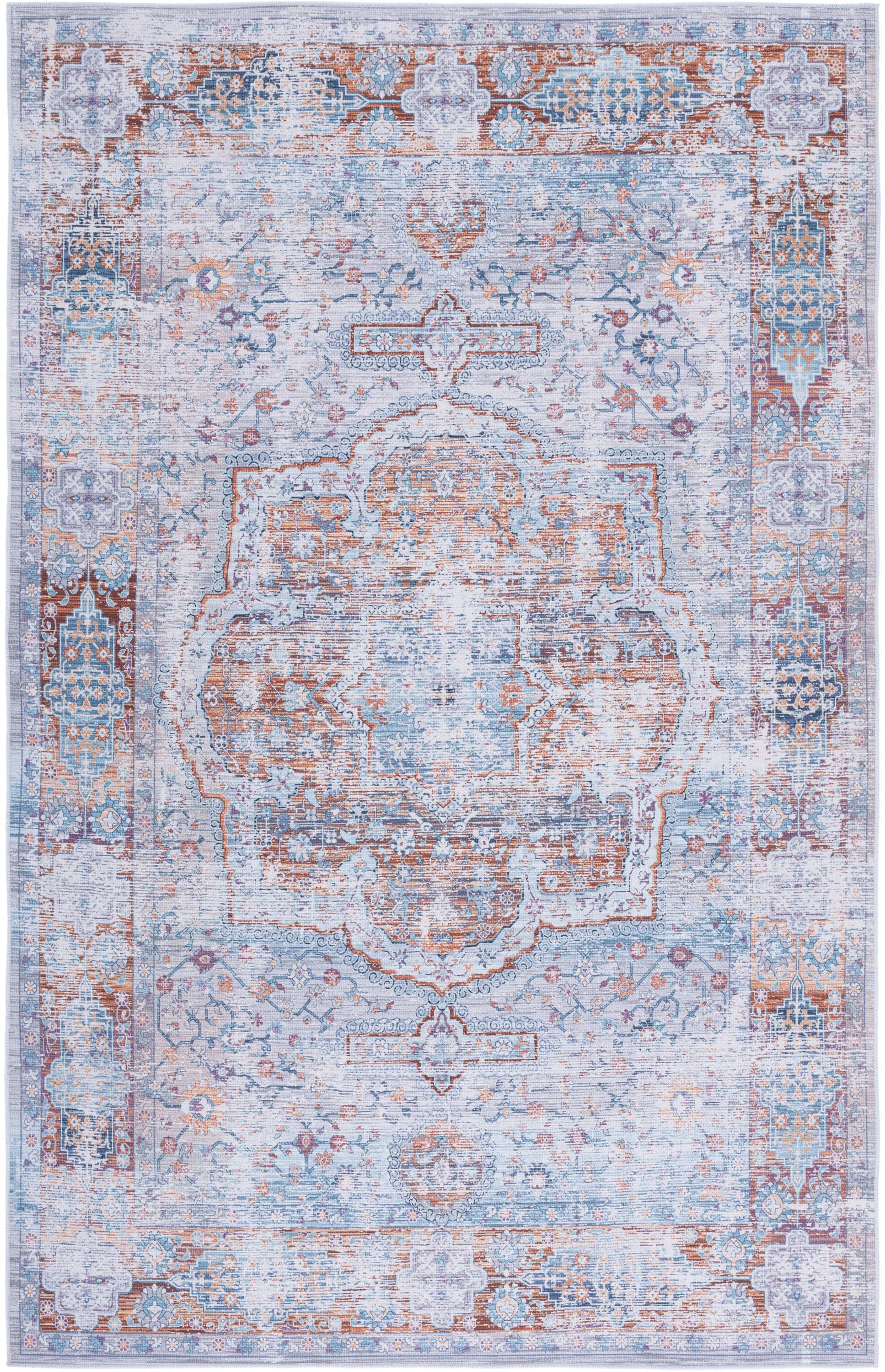 Elegant Blue Synthetic 9' x 12' Hand-Knotted Area Rug